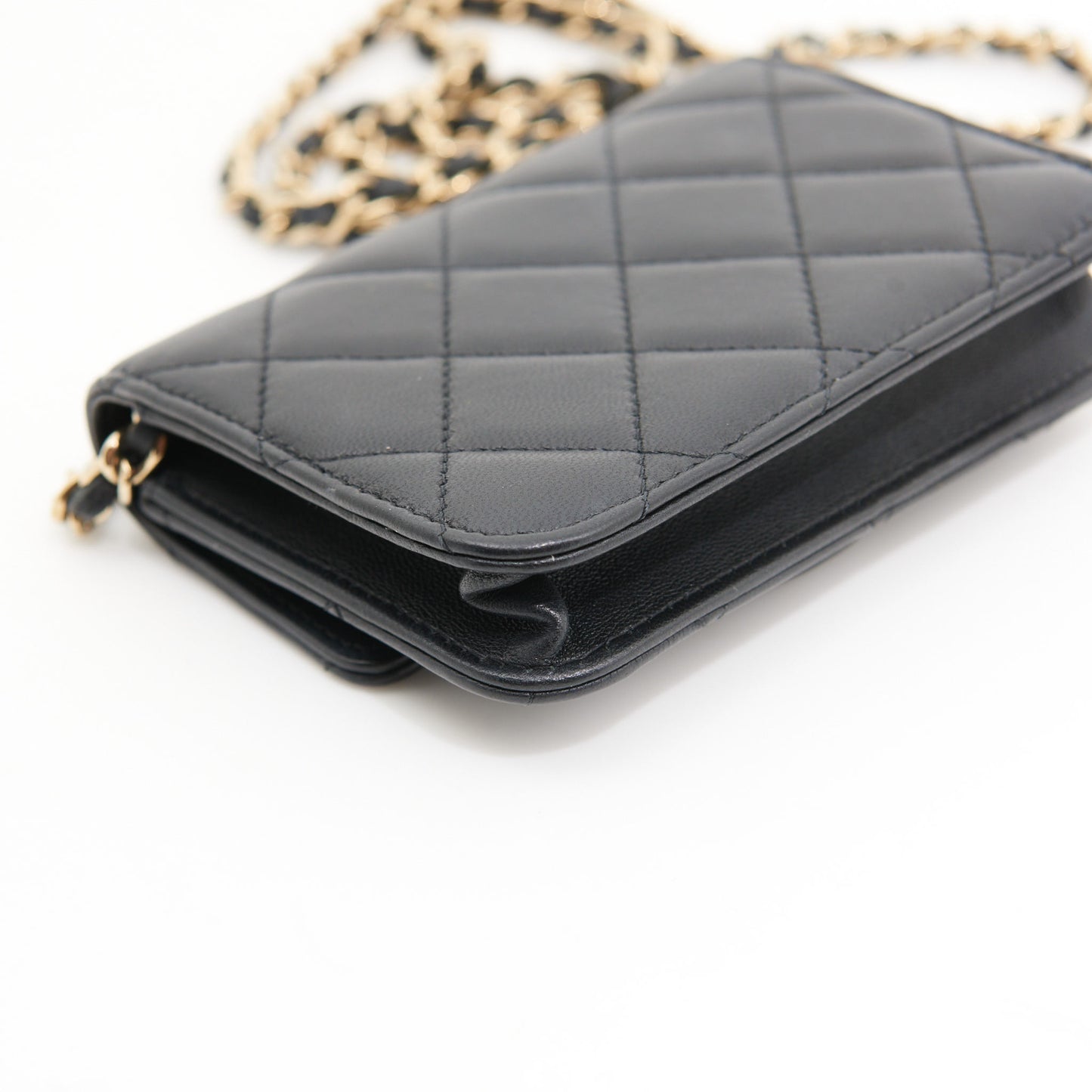 Chanel Lambskin Quilted Wallet On Chain in Black GHW