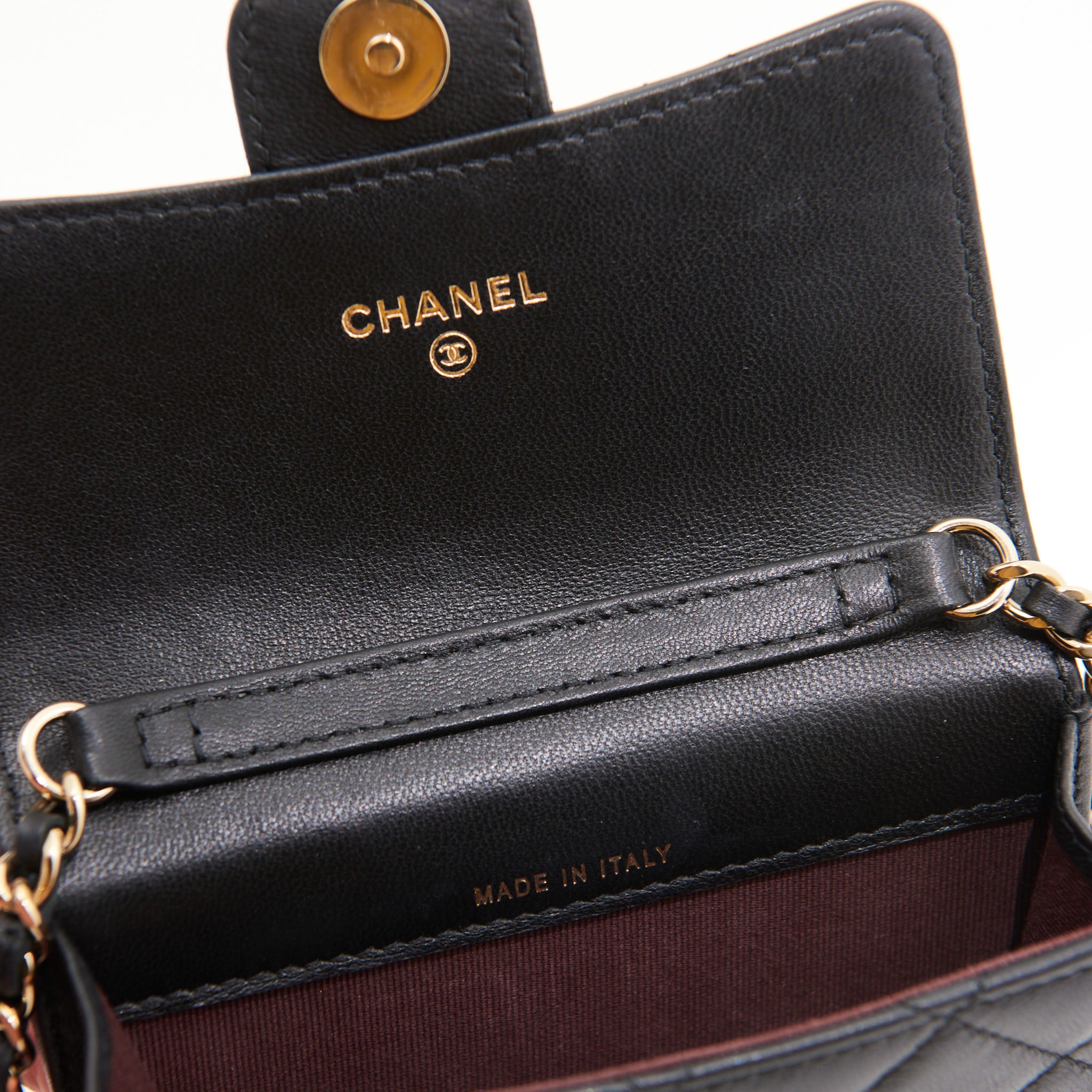 Chanel Lambskin Quilted Wallet On Chain in Black GHW