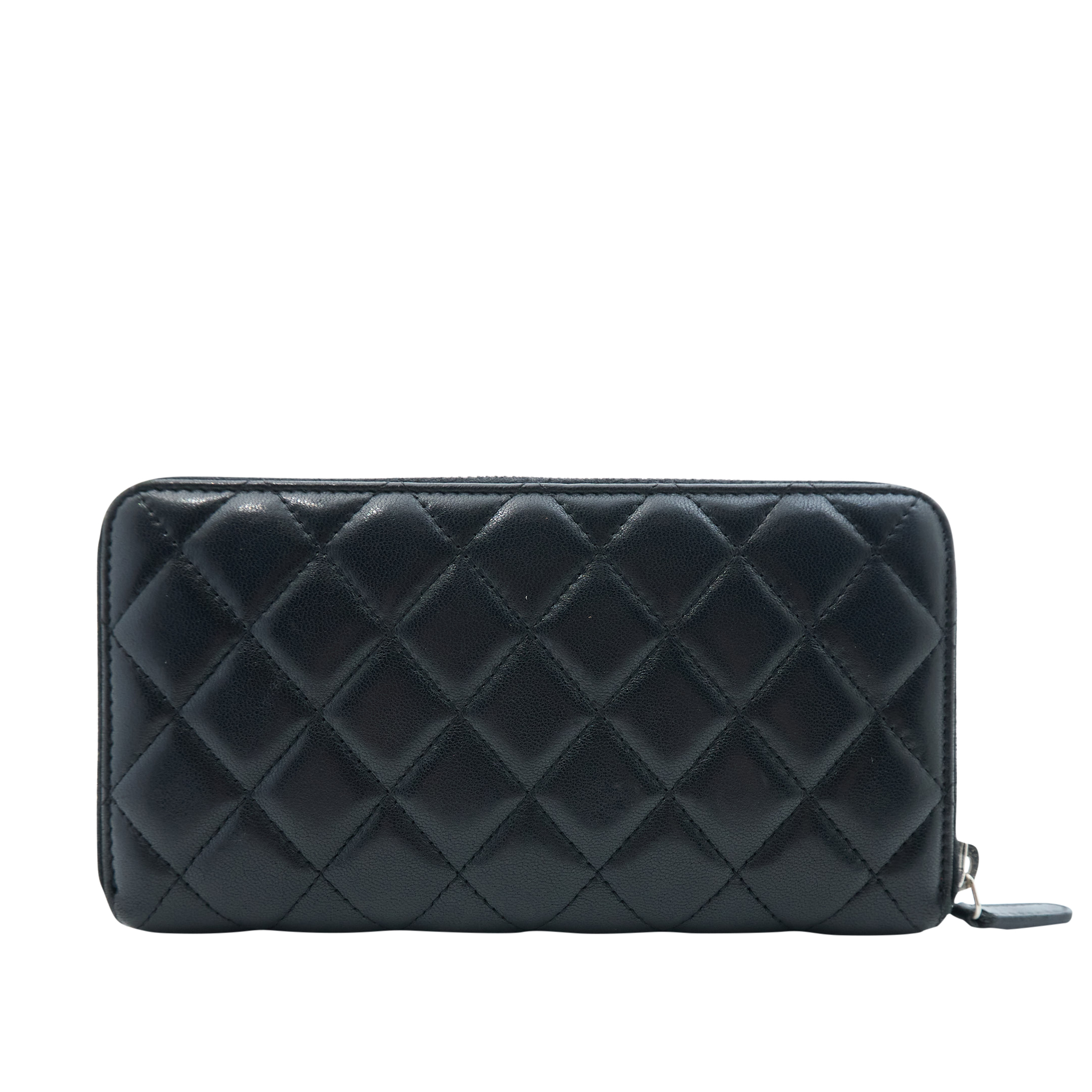 Chanel Black Lambskin Zip Around Wallet SHW