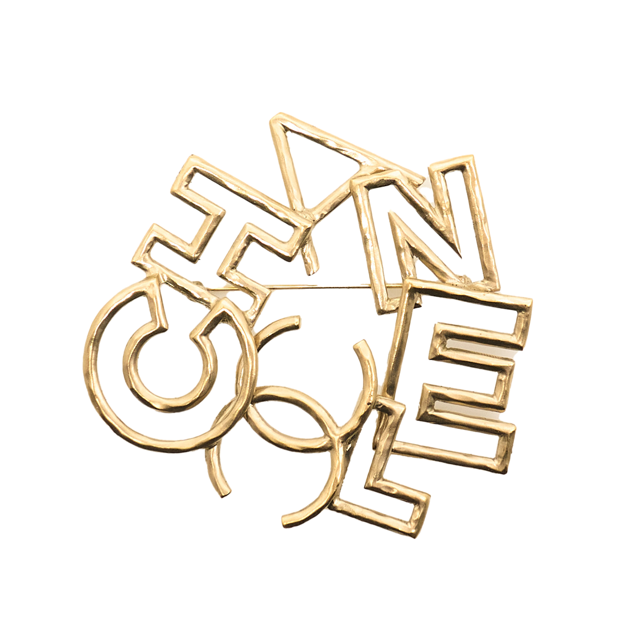 Chanel CC Letter Brooch Light Gold Tone