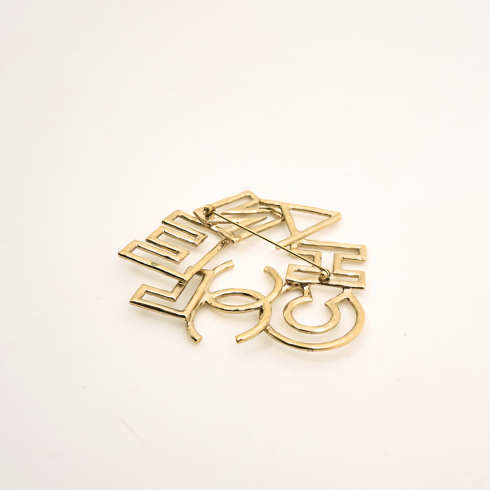 Chanel CC Letter Brooch Light Gold Tone