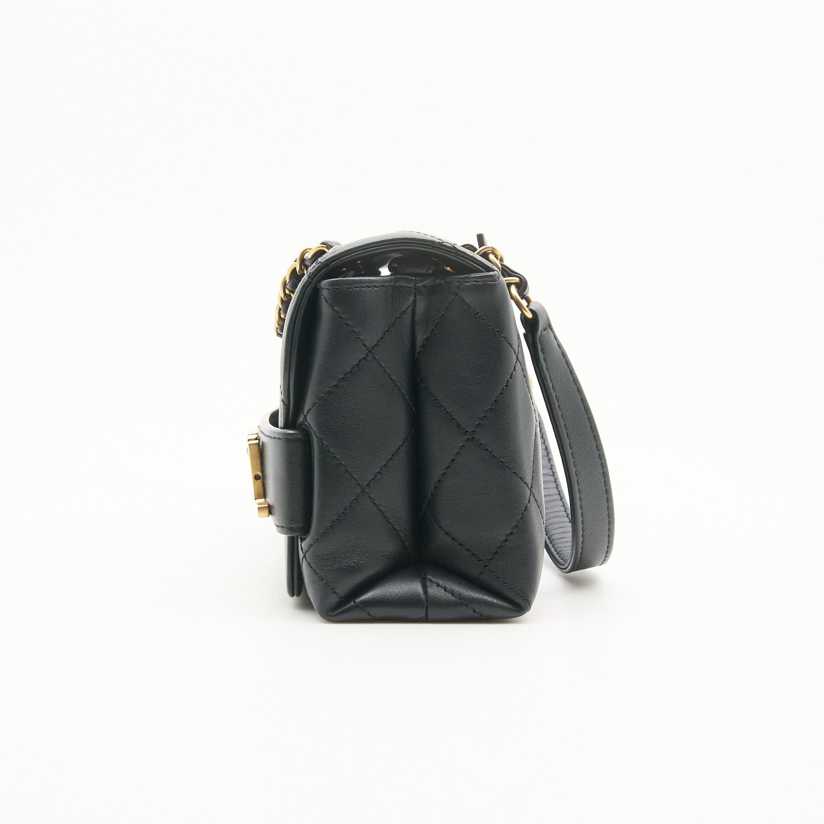 Chanel Logo Enchained Quilted Calfskin Flap Bag