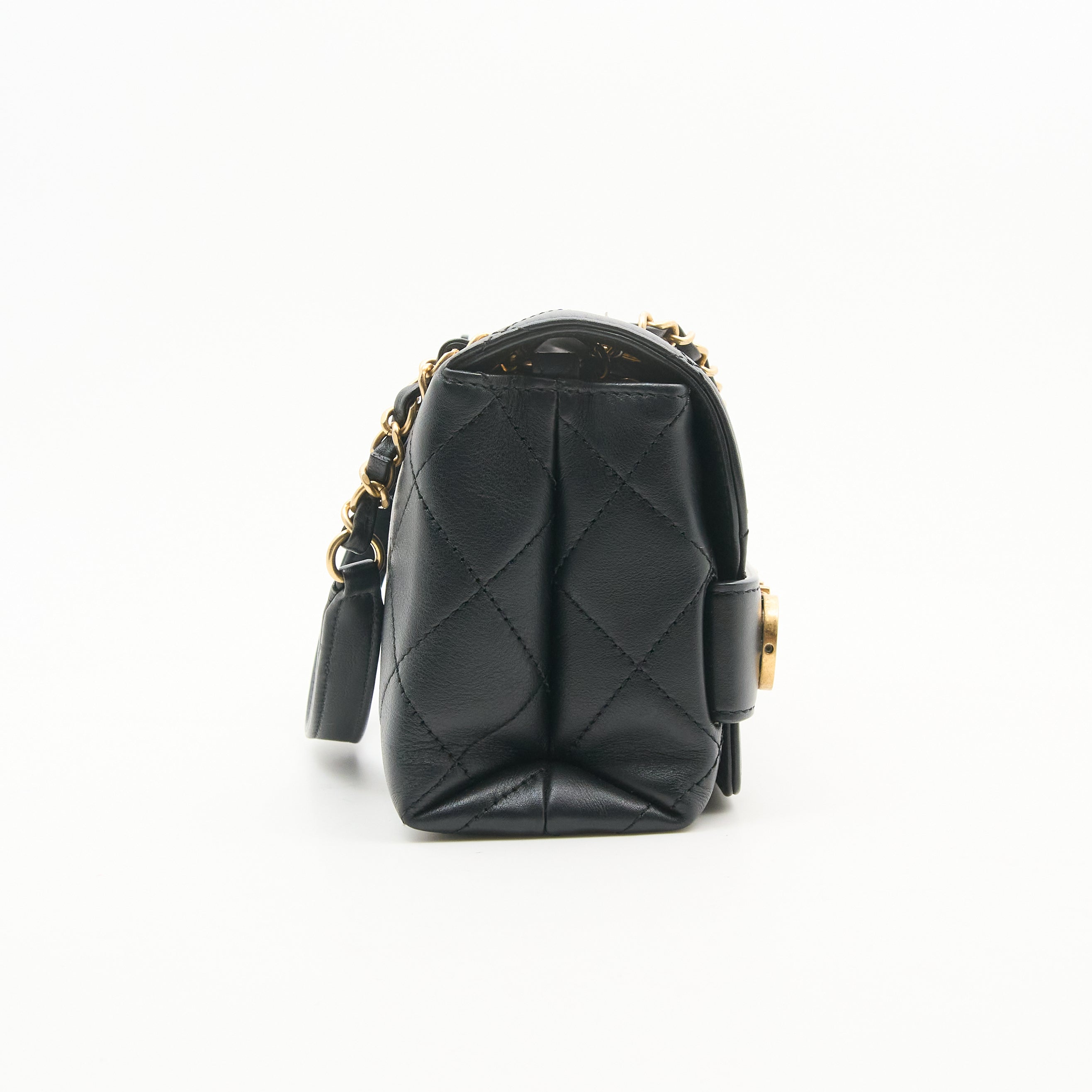 Chanel Logo Enchained Quilted Calfskin Flap Bag