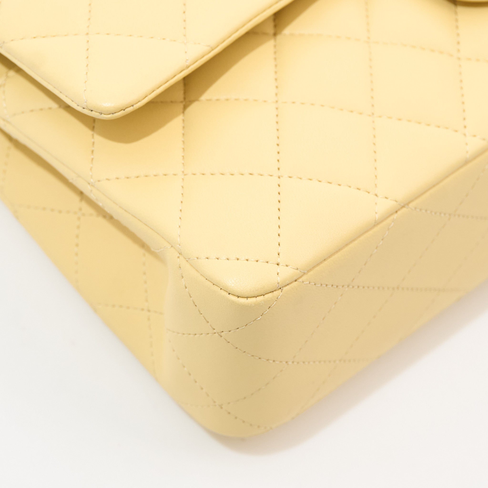 Chanel Medium Classic Double Flap Bag Lambskin Yellow GHW