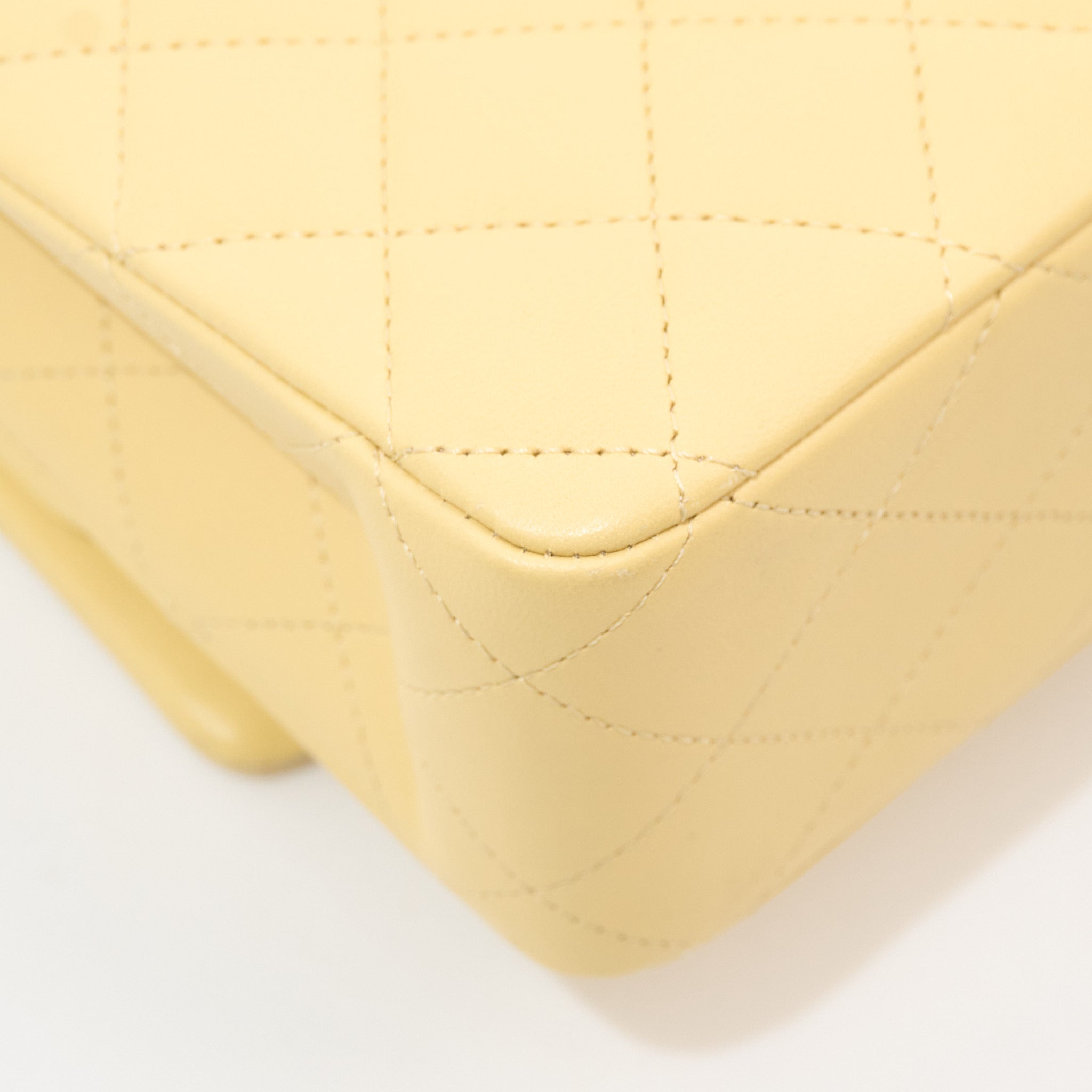 Chanel Medium Classic Double Flap Bag Lambskin Yellow GHW