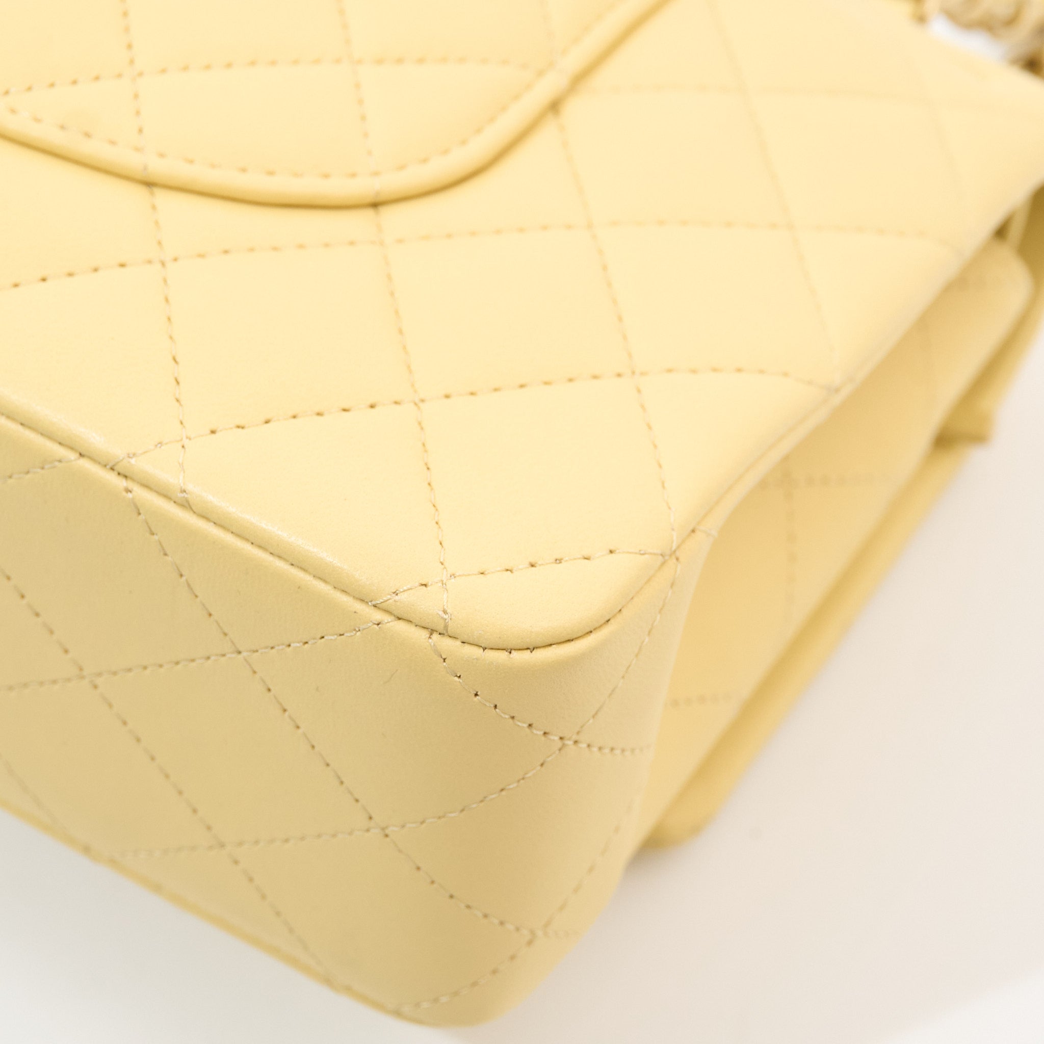 Chanel Medium Classic Double Flap Bag Lambskin Yellow GHW