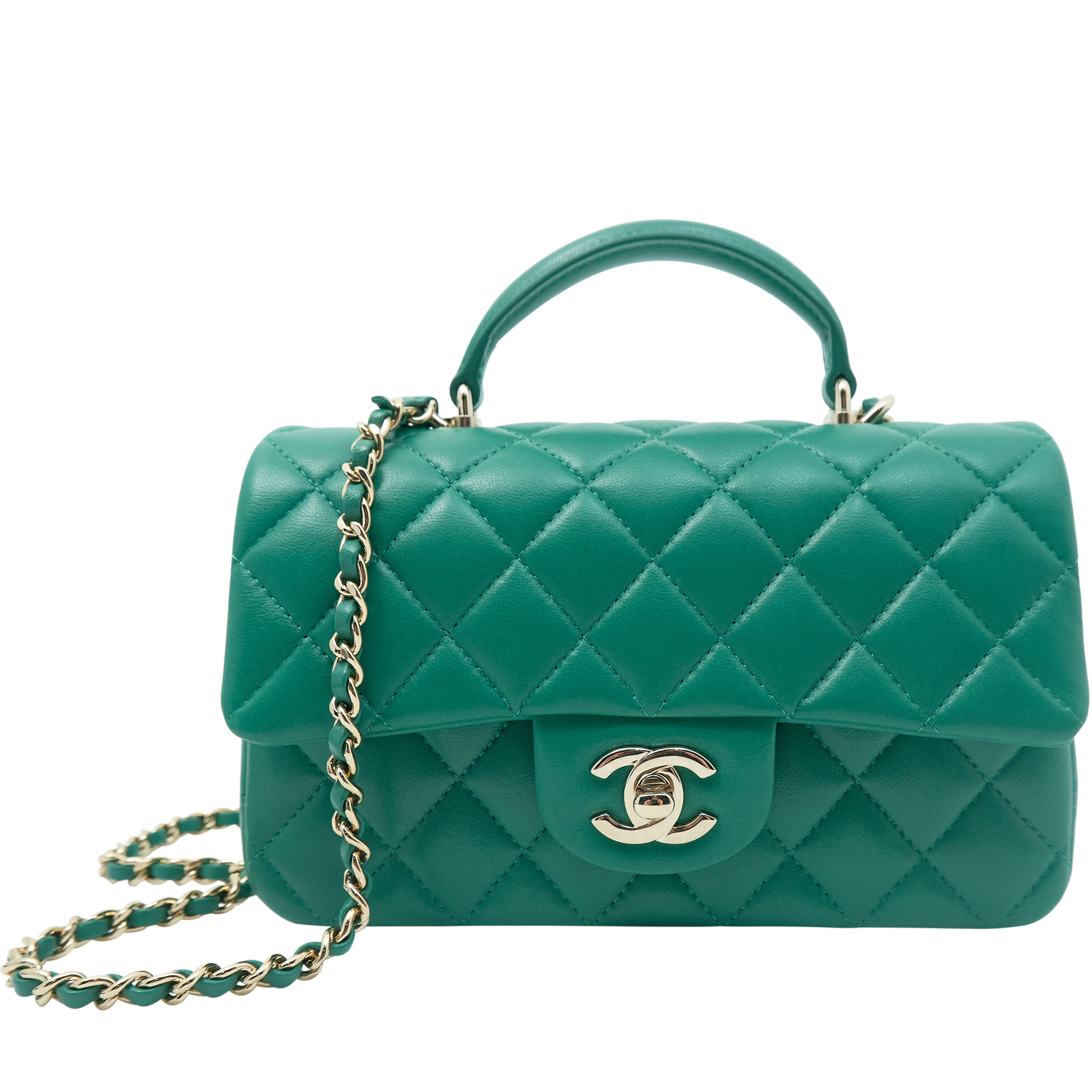 Chanel Mini Top Handle Classic Flap Bag LGHW