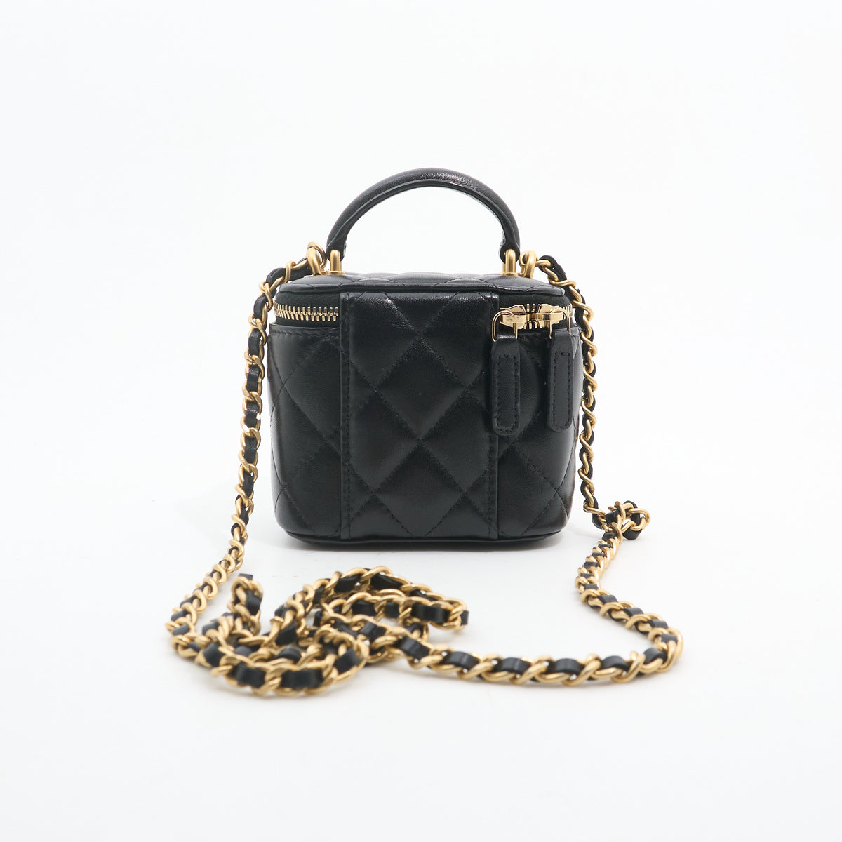 Chanel Quilted Lambskin Mini Top Handle Vanity With Chain