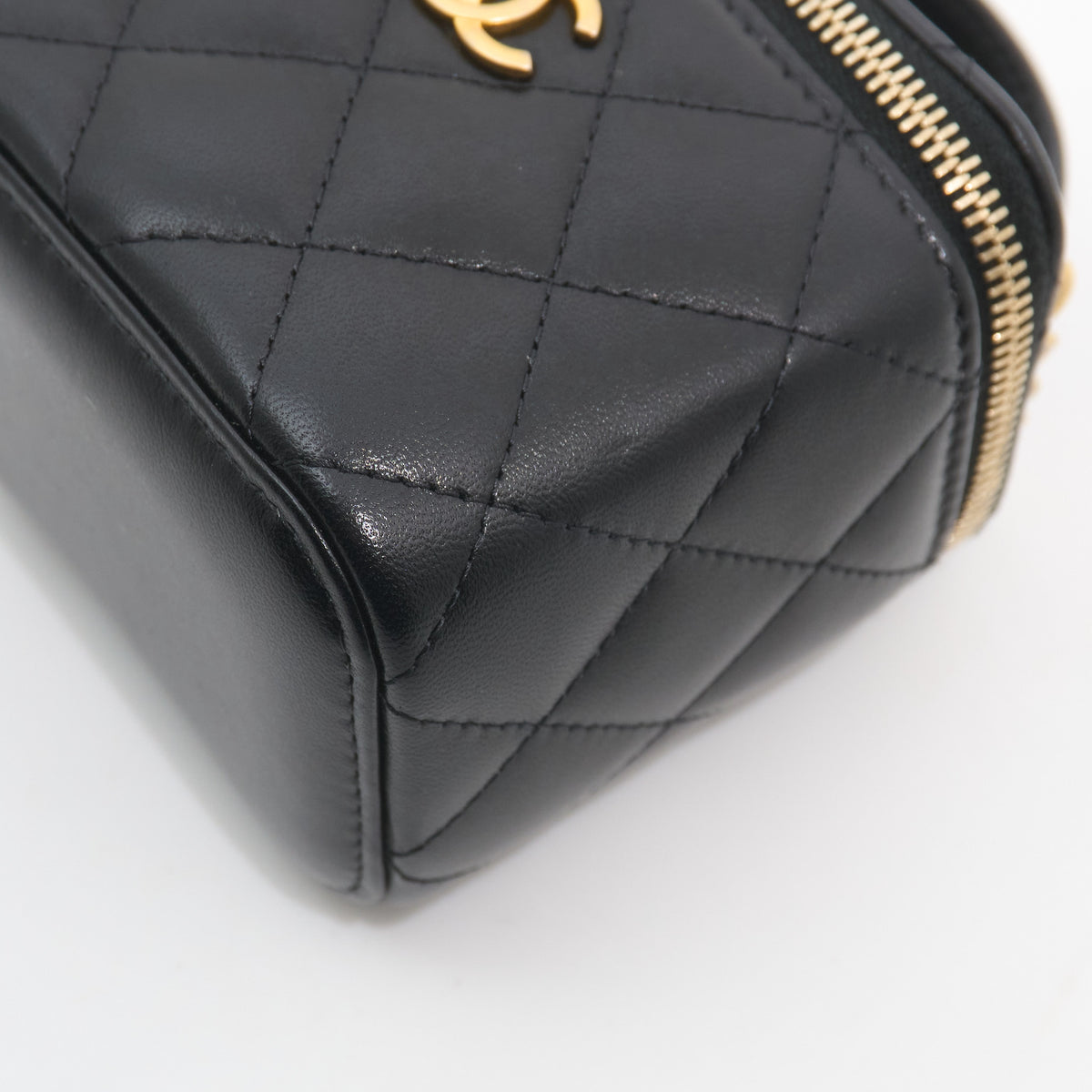 Chanel Quilted Lambskin Mini Top Handle Vanity With Chain