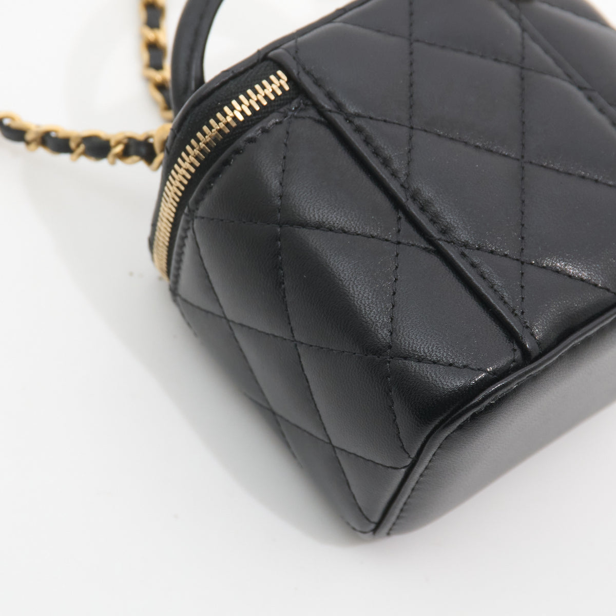 Chanel Quilted Lambskin Mini Top Handle Vanity With Chain