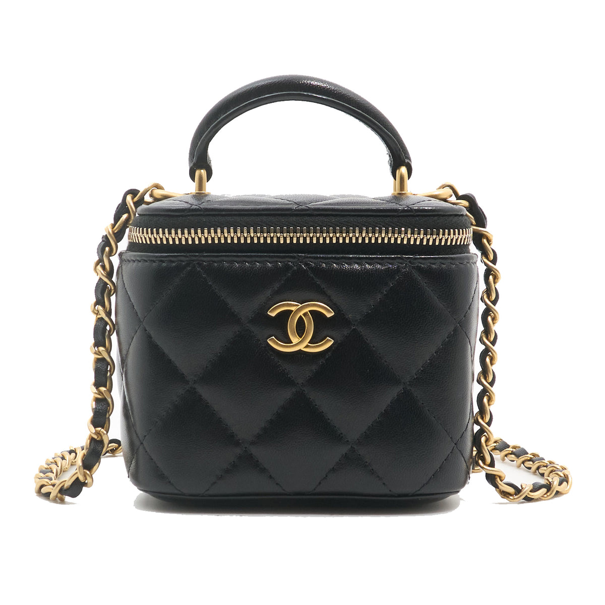 Chanel Quilted Lambskin Mini Top Handle Vanity With Chain