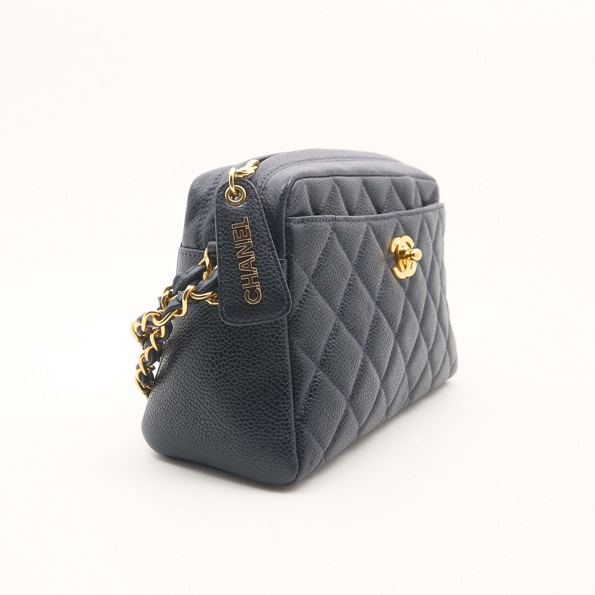 Chanel Navy Caviar Camera Bag GHW