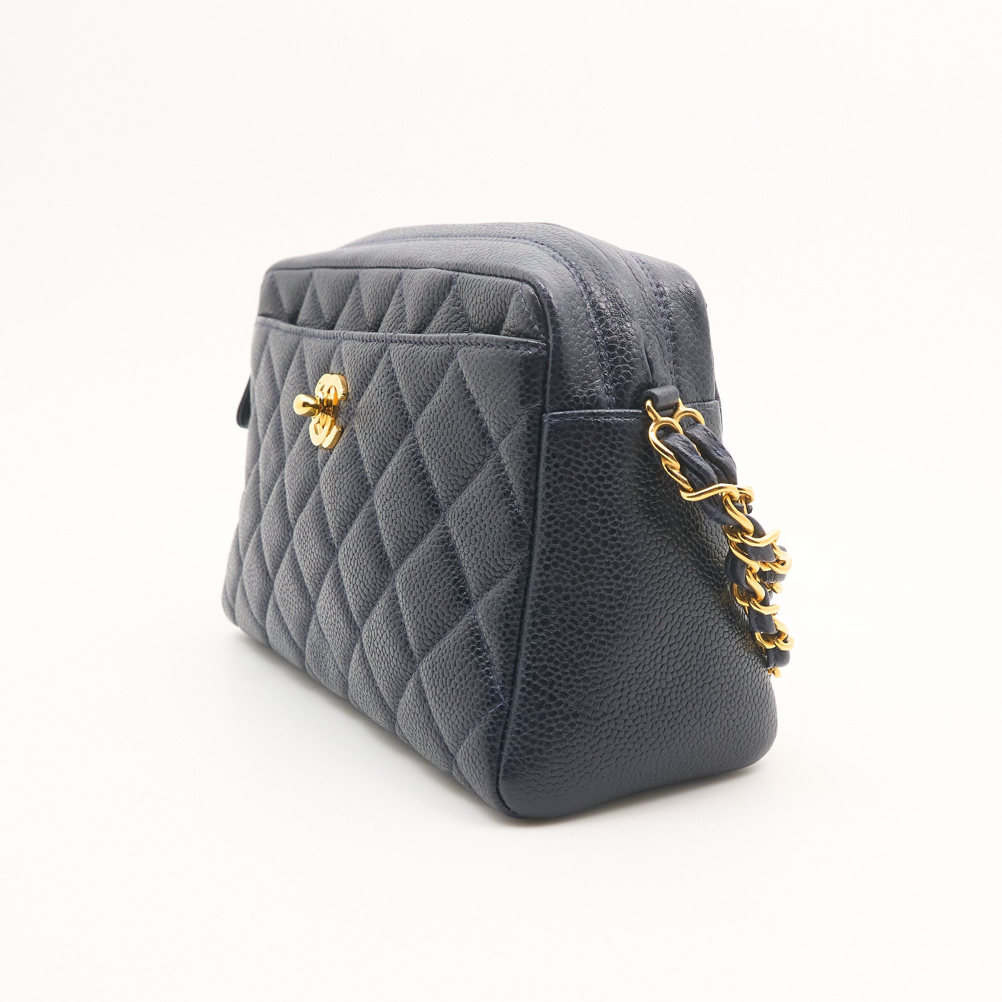 Chanel Navy Caviar Camera Bag GHW