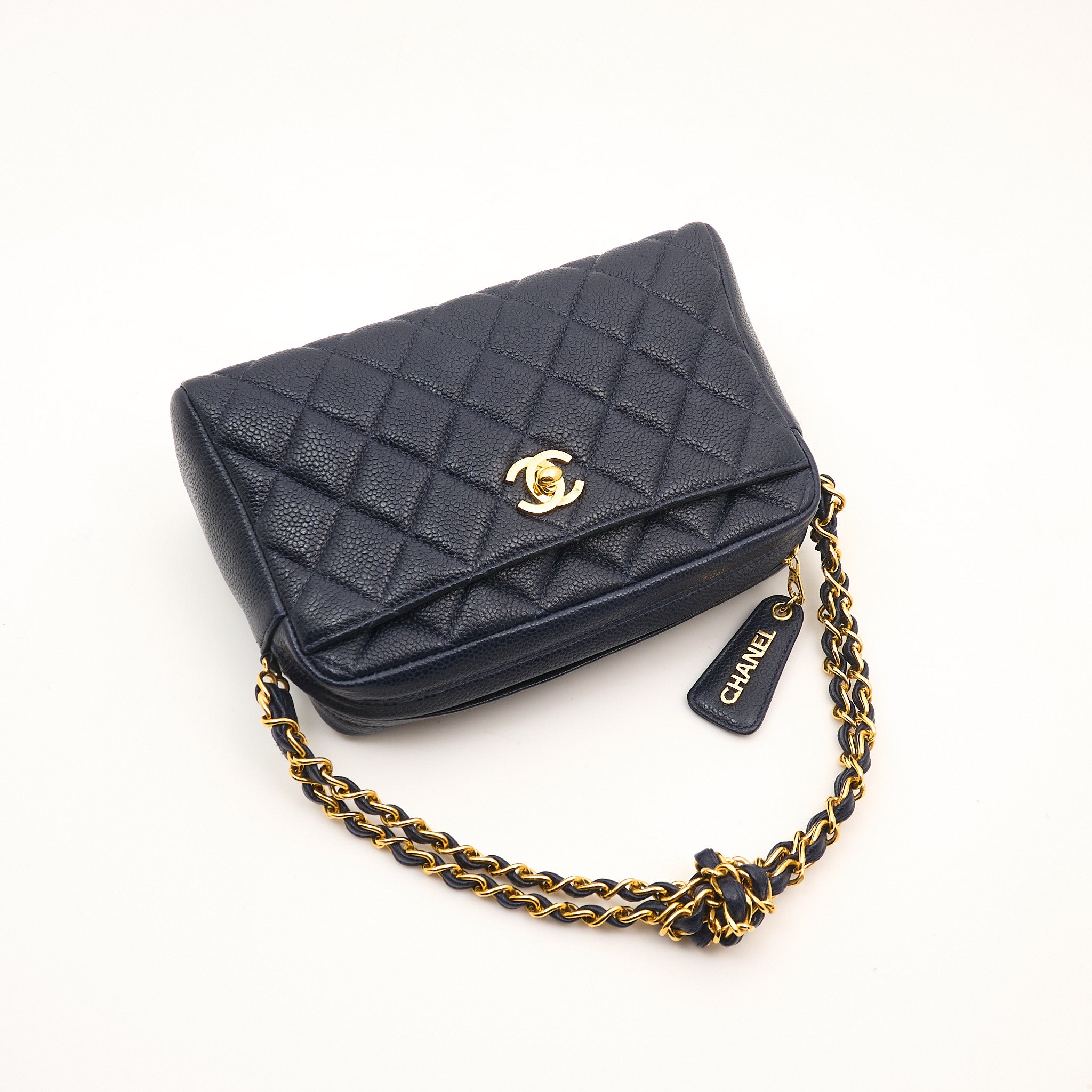 Chanel Navy Caviar Camera Bag GHW
