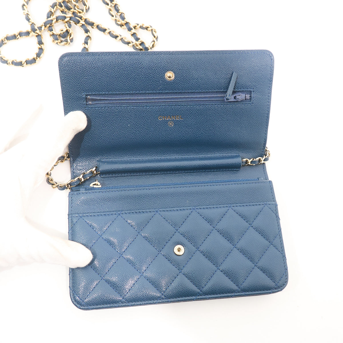 Chanel Classic Wallet On Chain Navy Caviar GHW
