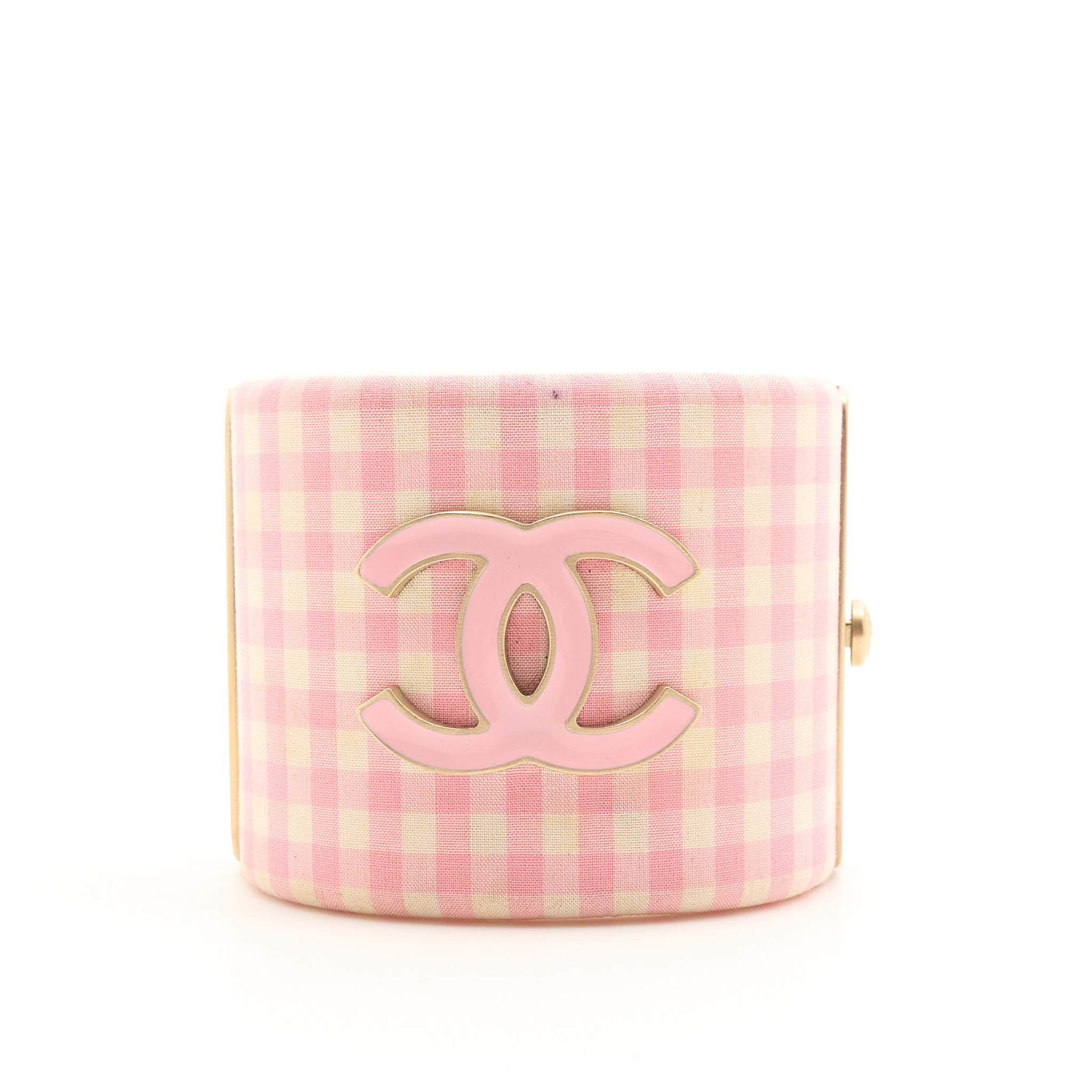Chanel Pink Gingham Cuff Bracelet