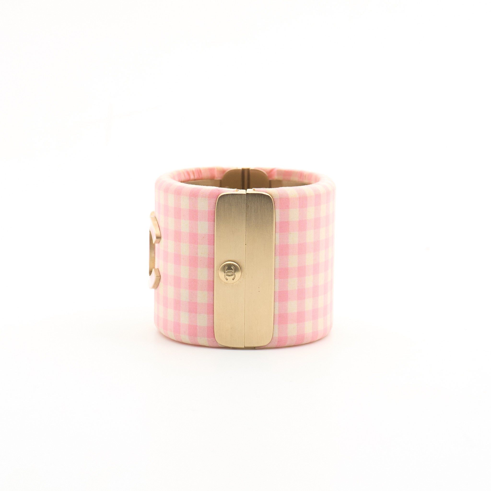 Chanel Pink Gingham Cuff Bracelet