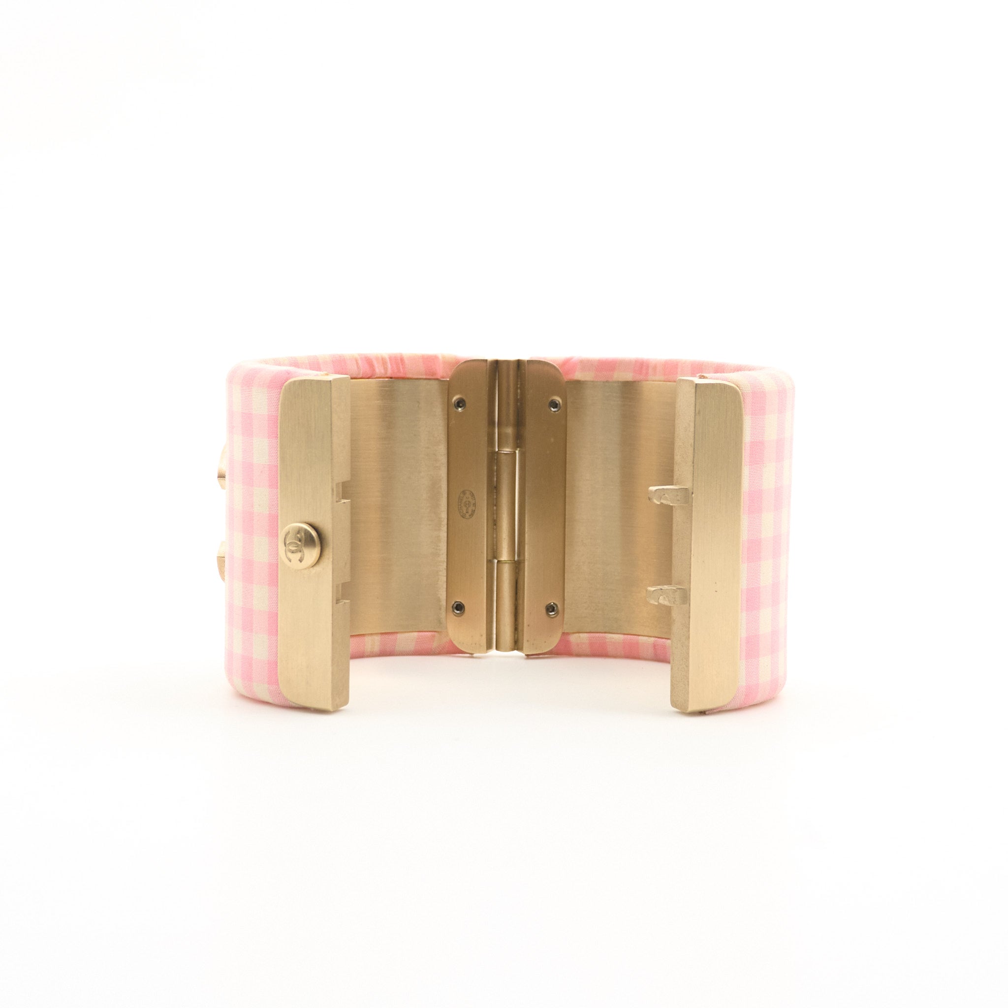 Chanel Pink Gingham Cuff Bracelet