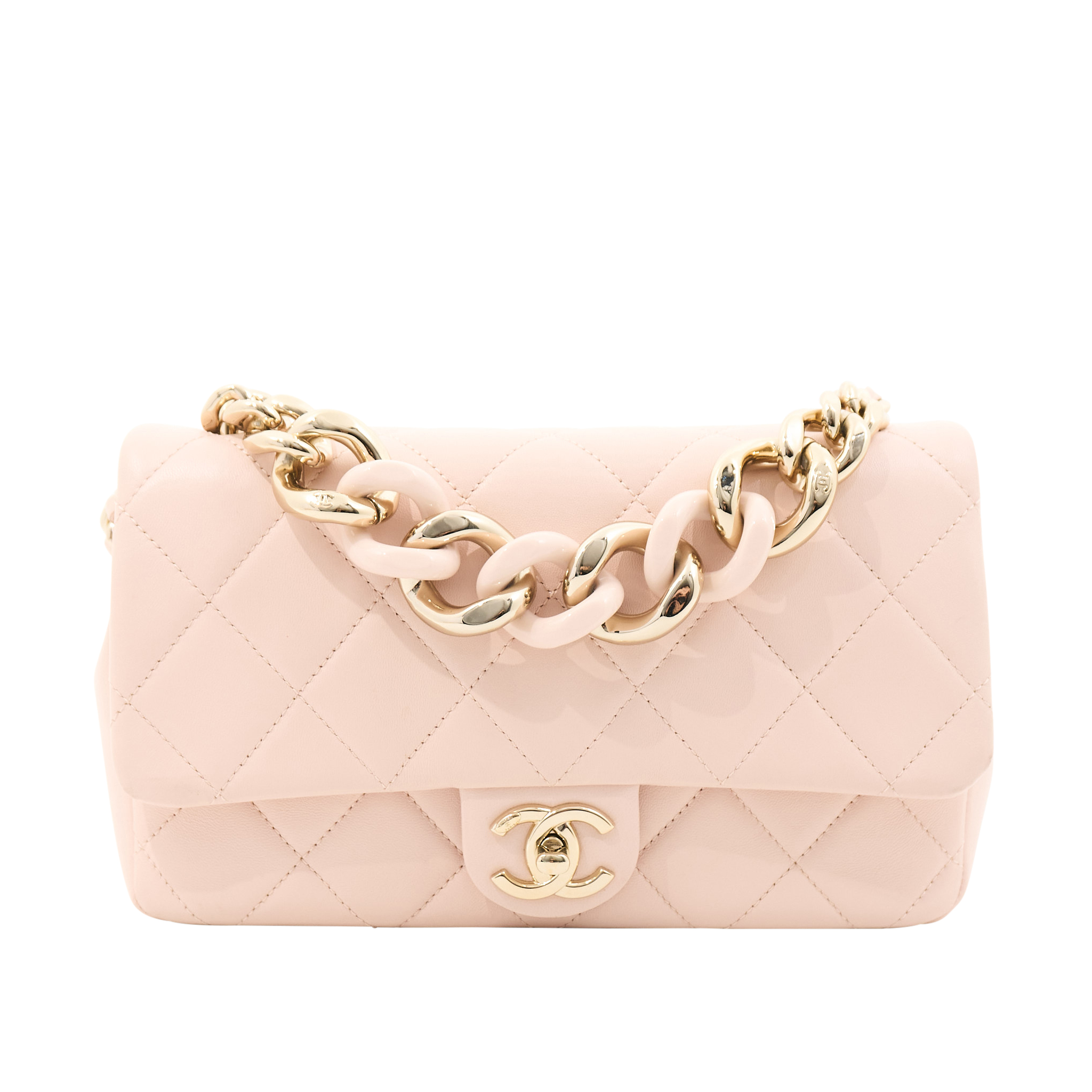 Chanel 22C Medium Flap Bag With Top Handle Pink LGHW