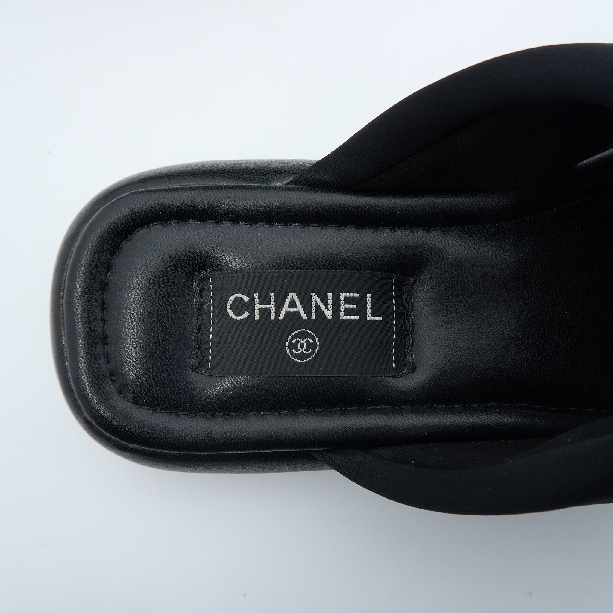 Chanel CC Black Slides Size 38