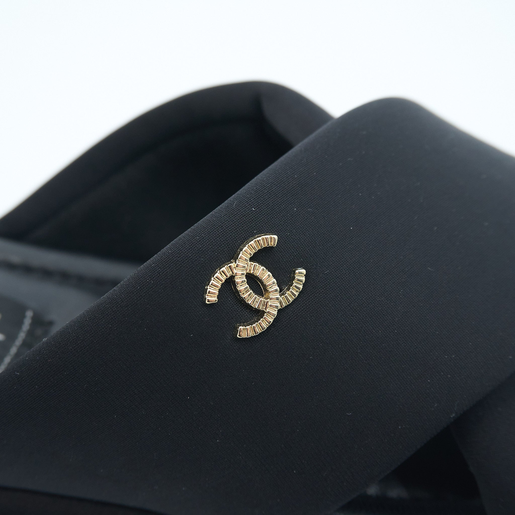 Chanel CC Black Slides Size 38