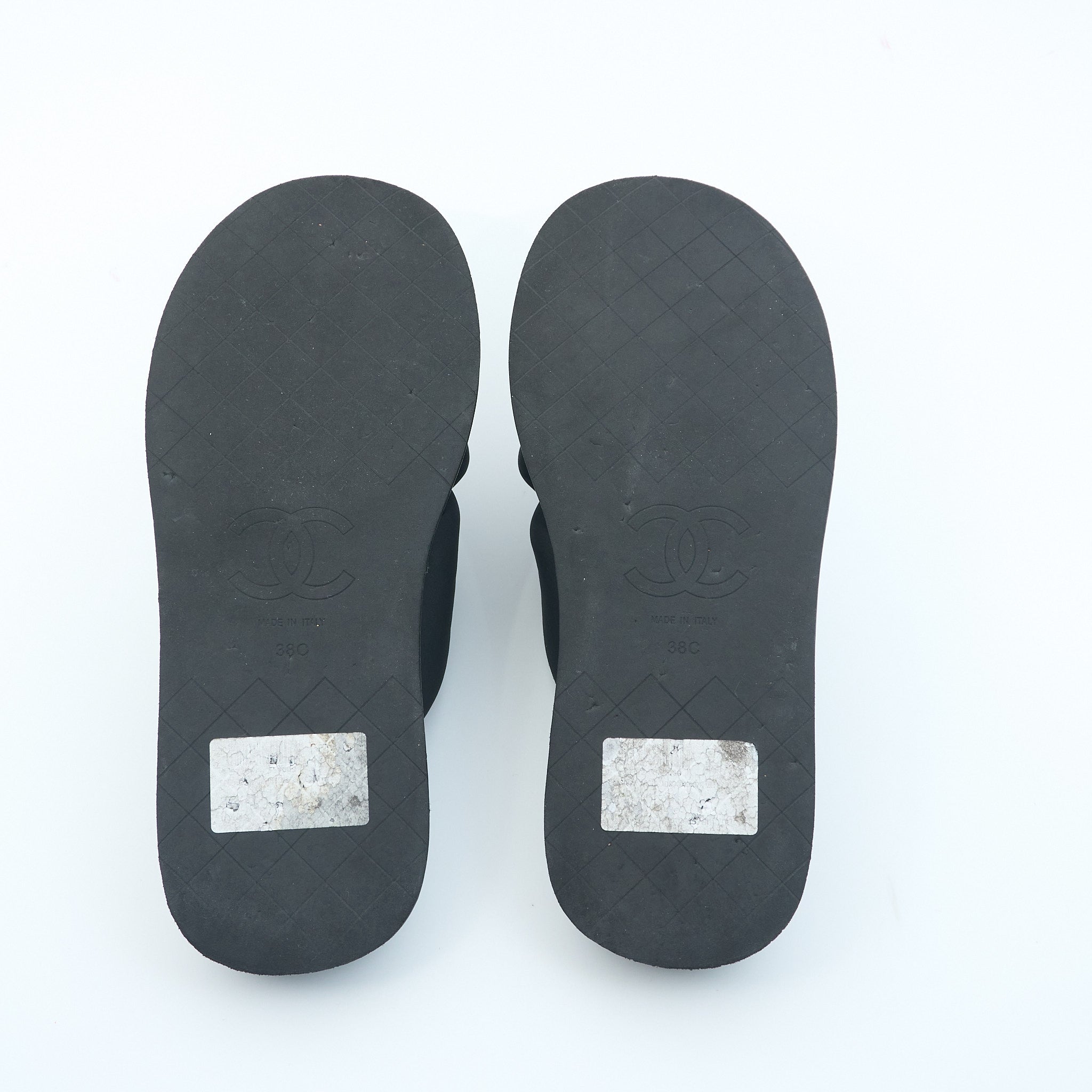 Chanel CC Black Slides Size 38