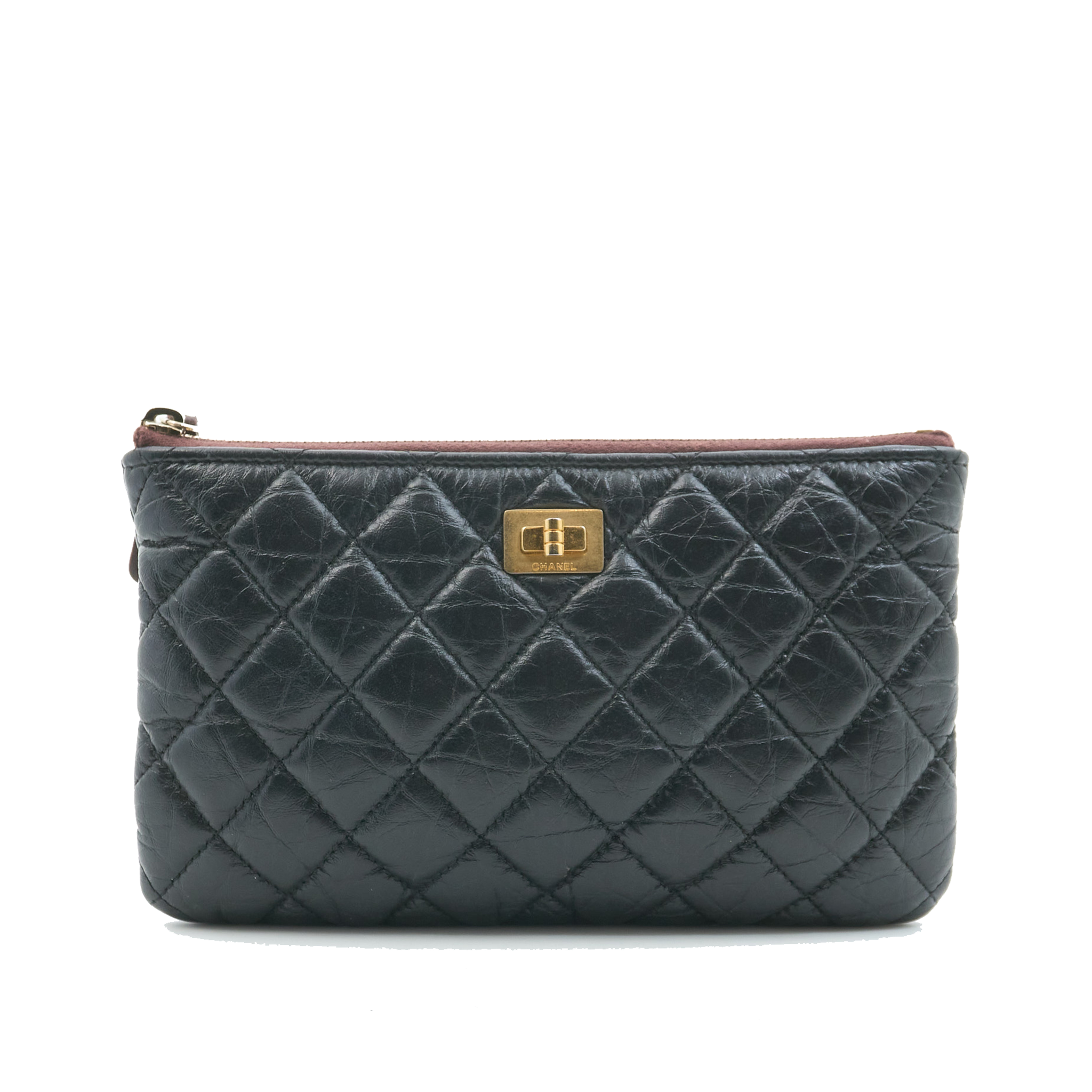 Chanel Reissue Zipped Pouch Black GHW