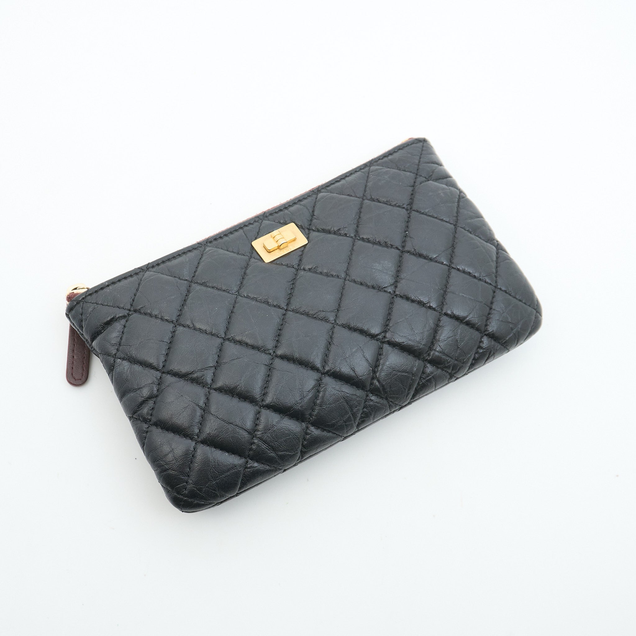 Chanel Reissue Zipped Pouch Black GHW