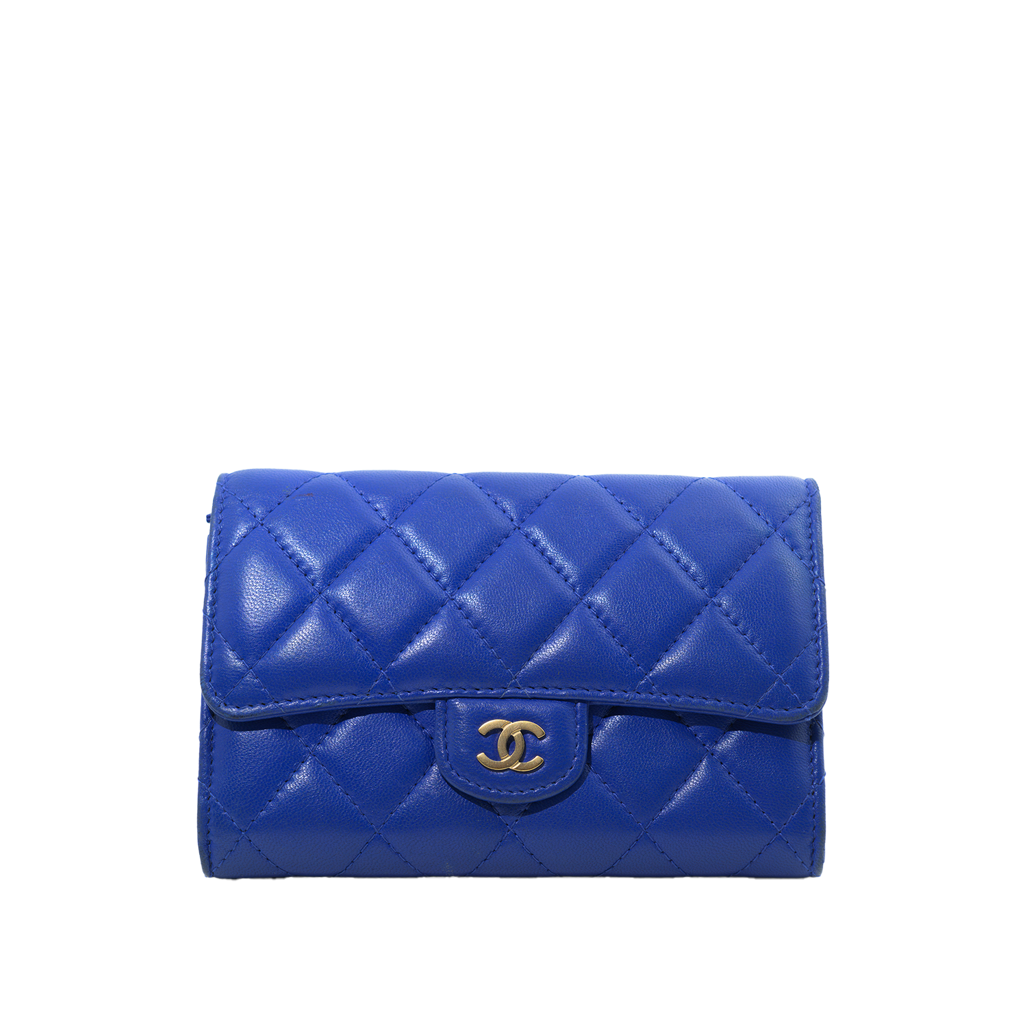 Chanel Quilted Caviar Wallet in blue GHW