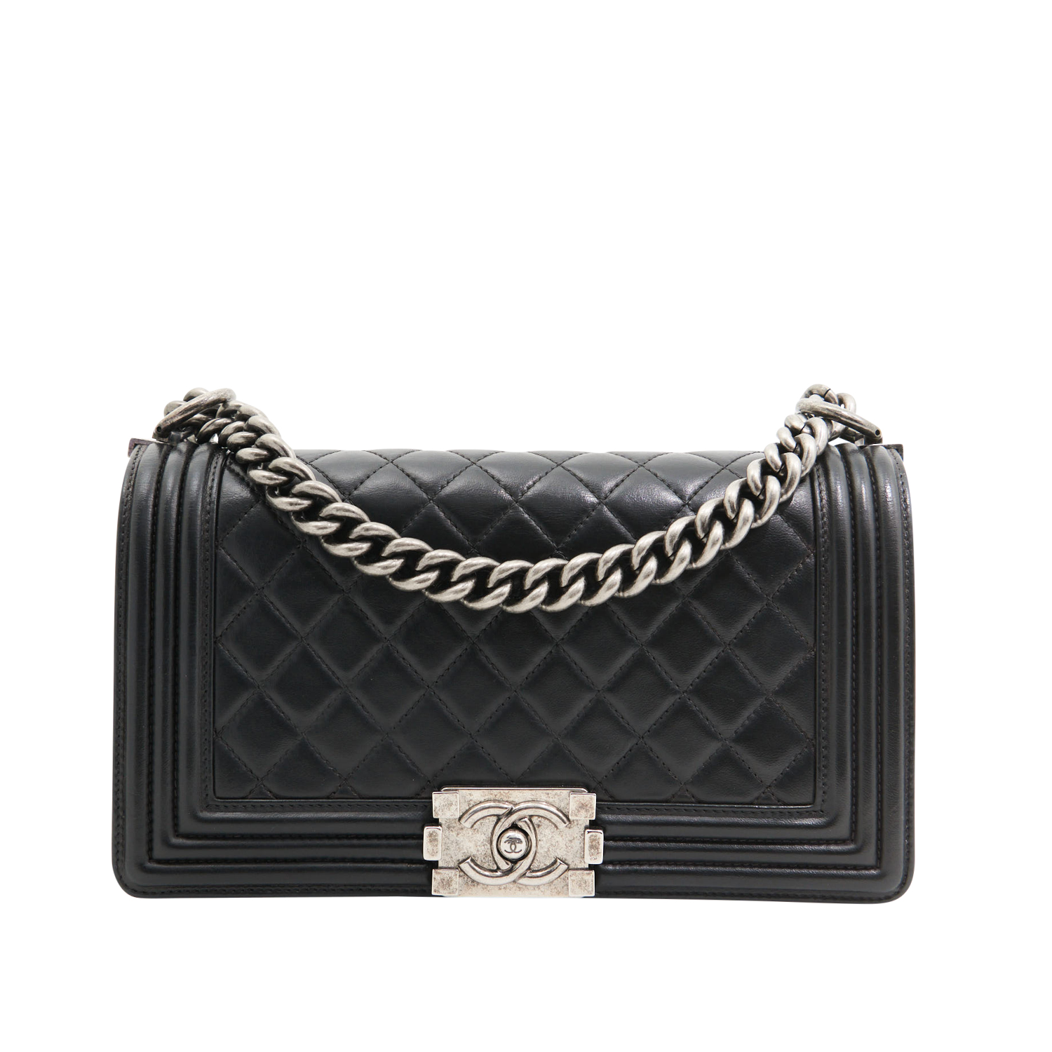 Chanel Quilted Lambskin Boy Bag in Black SHW