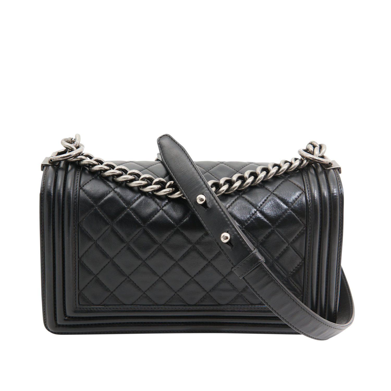 Chanel Quilted Lambskin Boy Bag in Black SHW