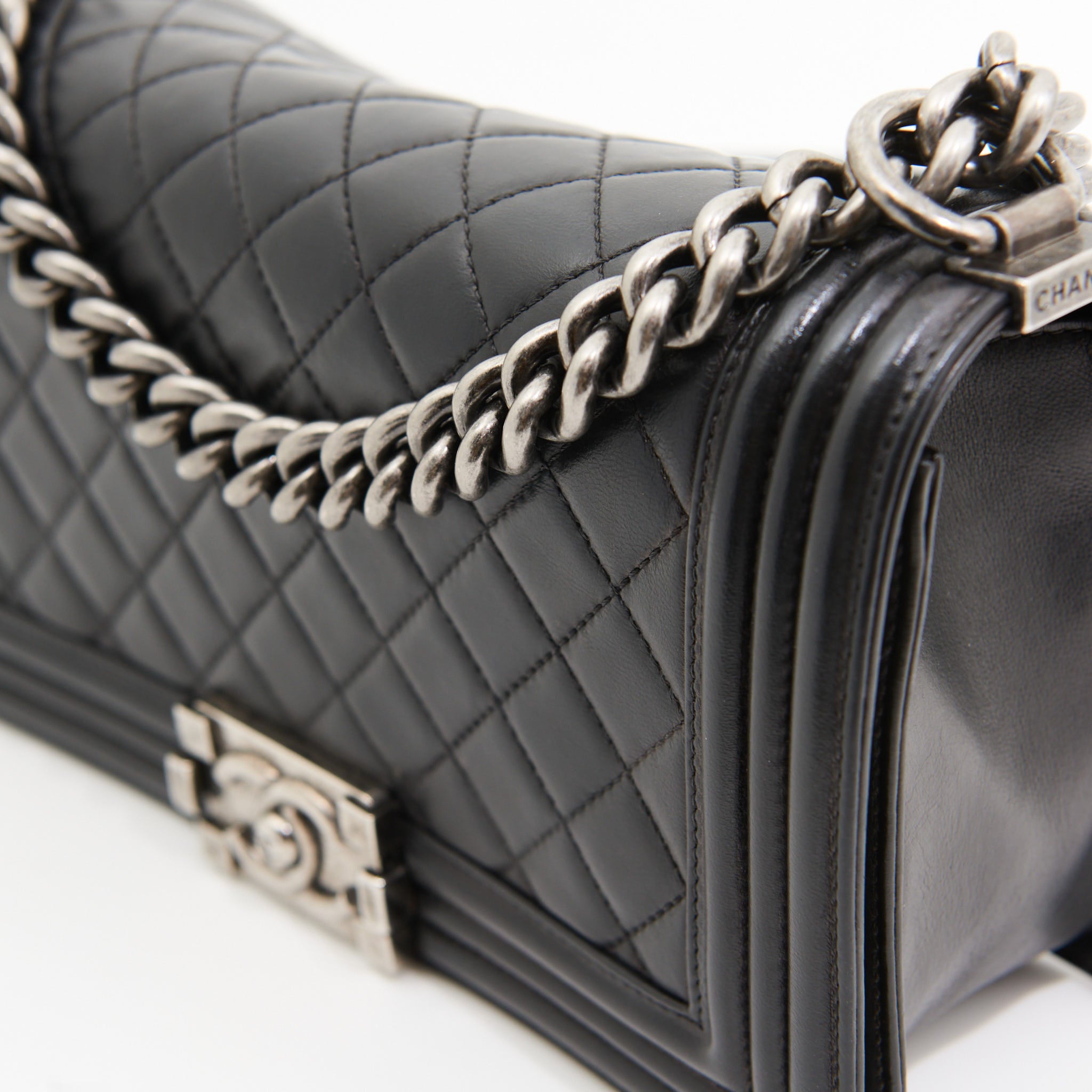 Chanel Quilted Lambskin Boy Bag in Black SHW