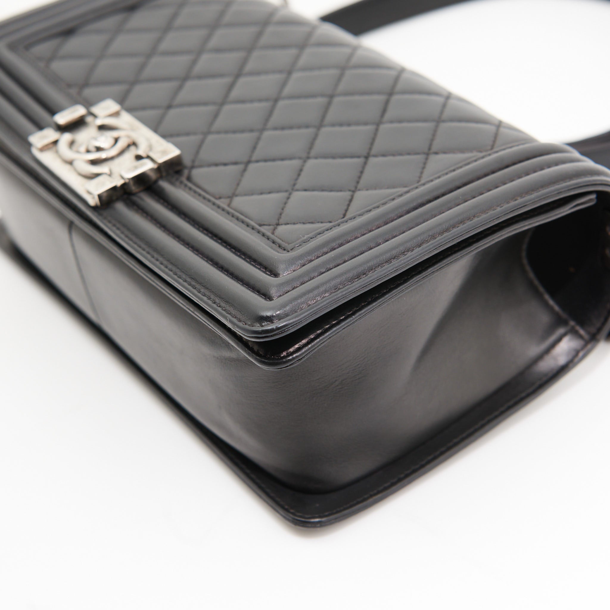 Chanel Quilted Lambskin Boy Bag in Black SHW