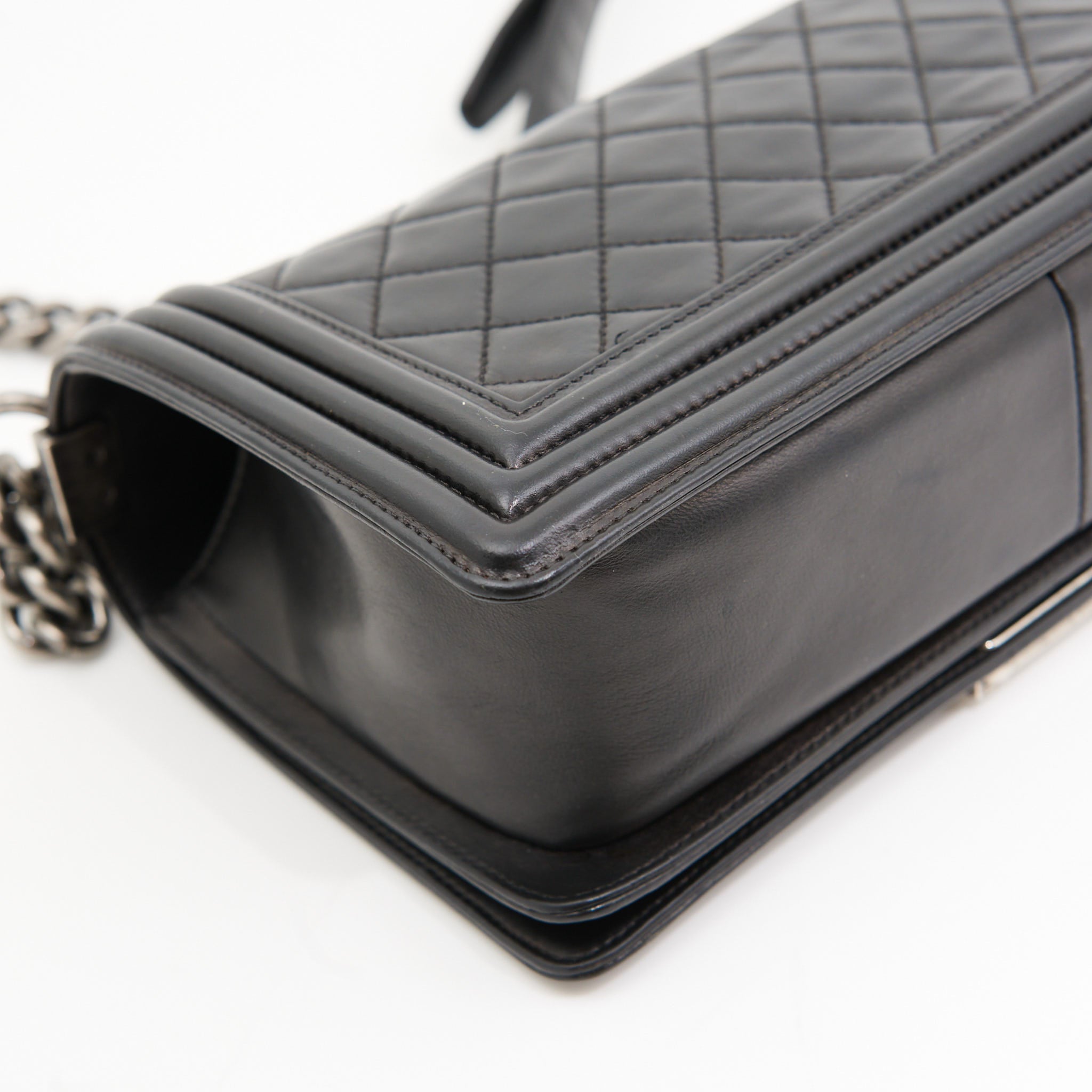 Chanel Quilted Lambskin Boy Bag in Black SHW