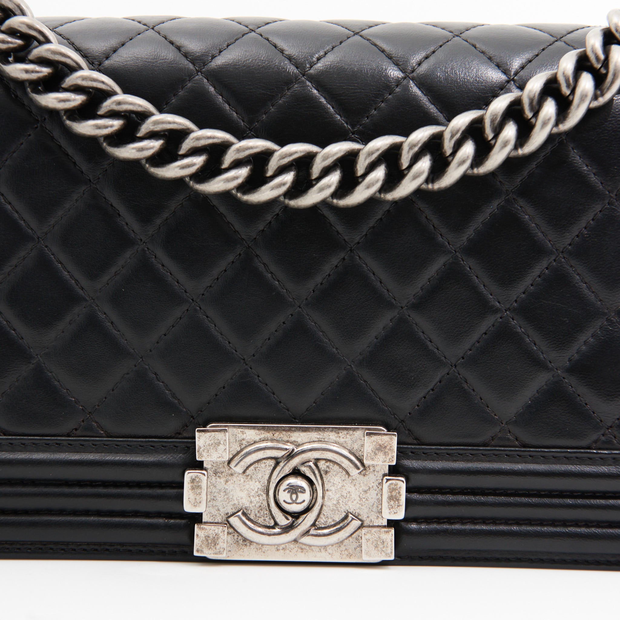 Chanel Quilted Lambskin Boy Bag in Black SHW