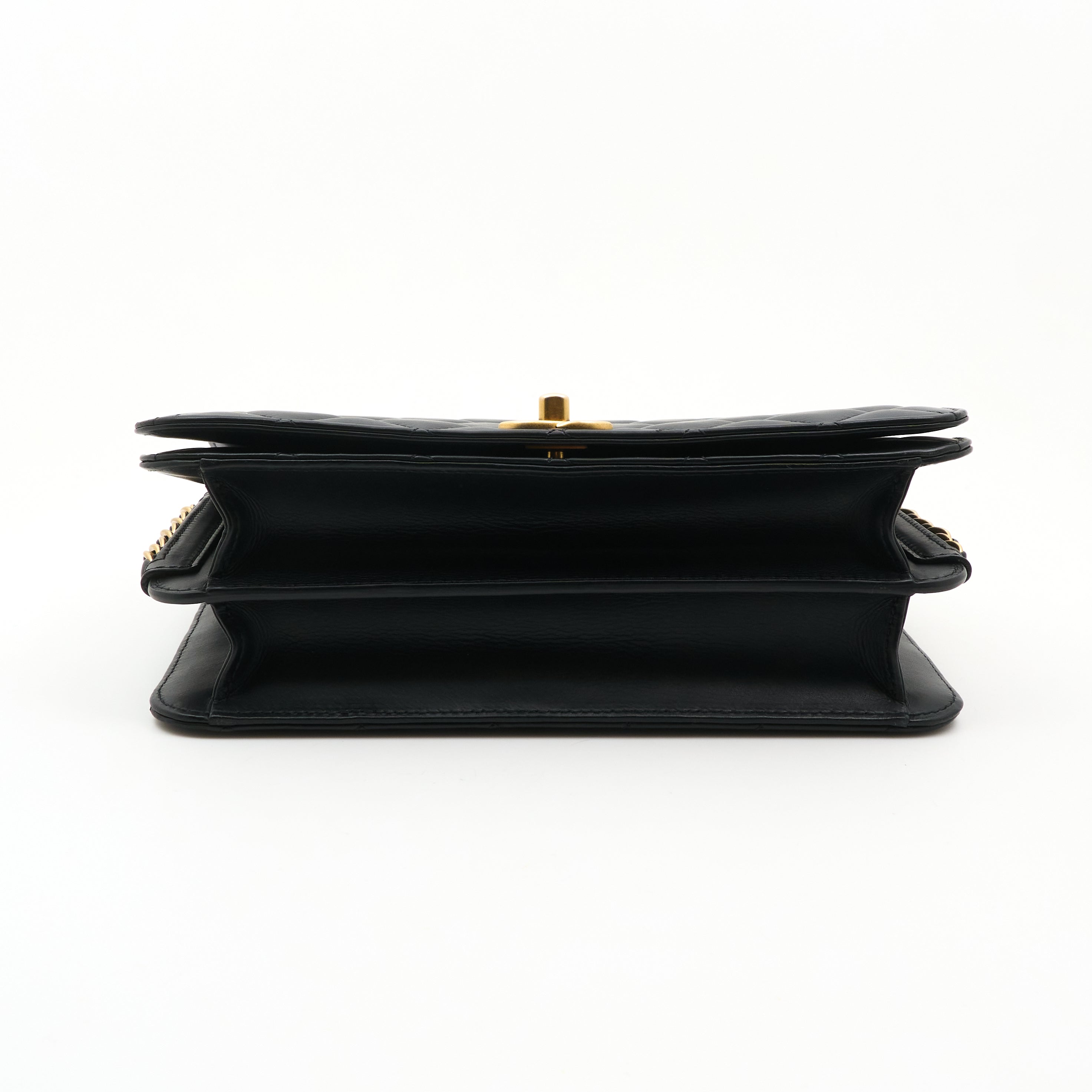 Chanel Small Single Flap Lambskin Black Bag GHW