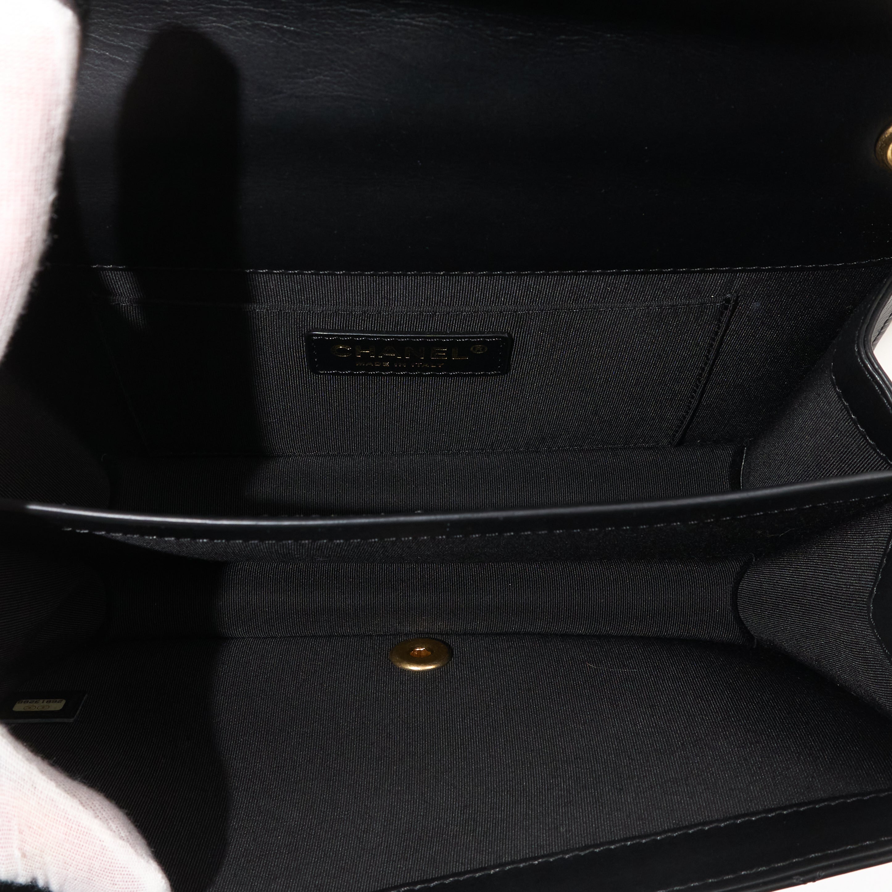 Chanel Small Single Flap Lambskin Black Bag GHW