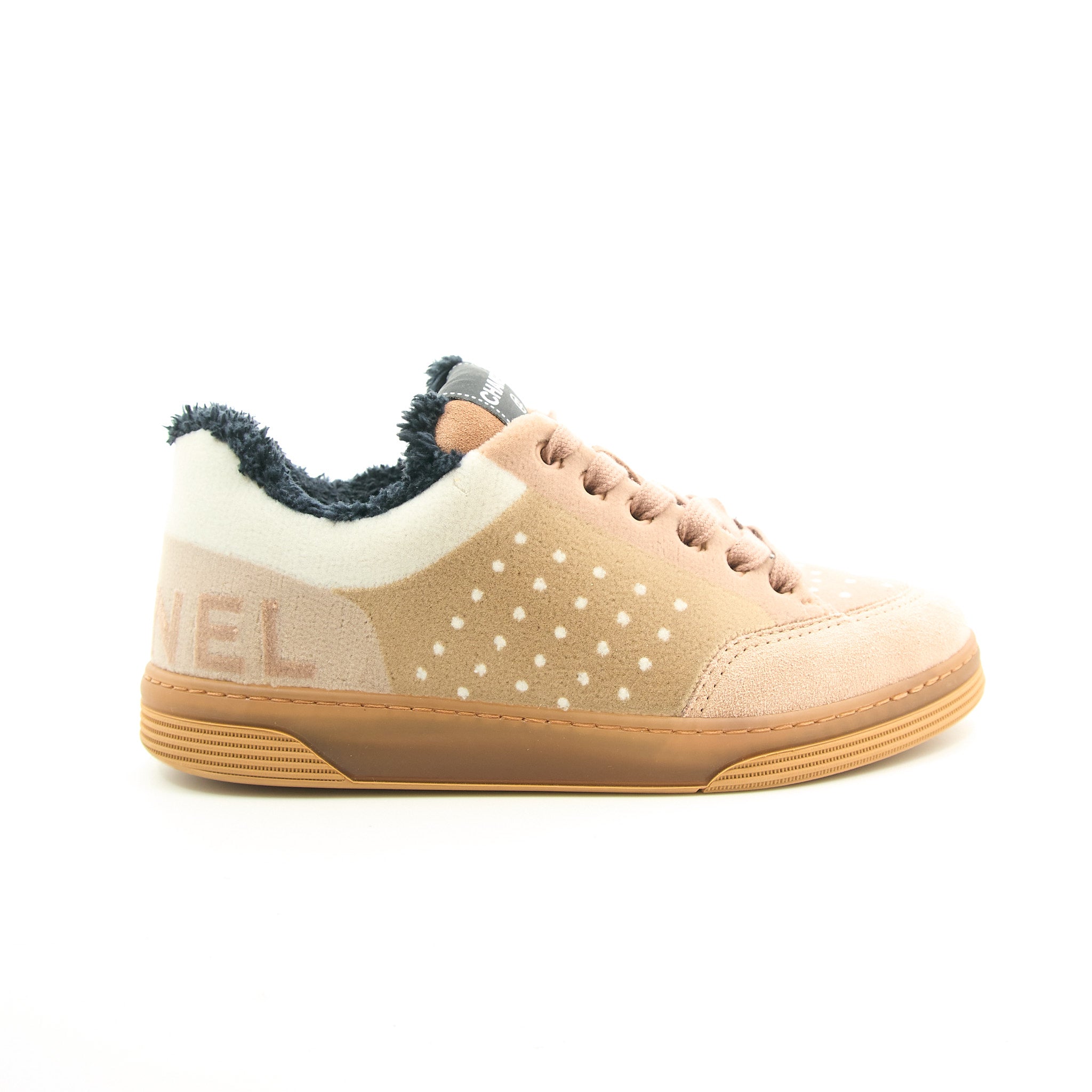 Chanel Suede & Shearling CC Sneakers Size 37
