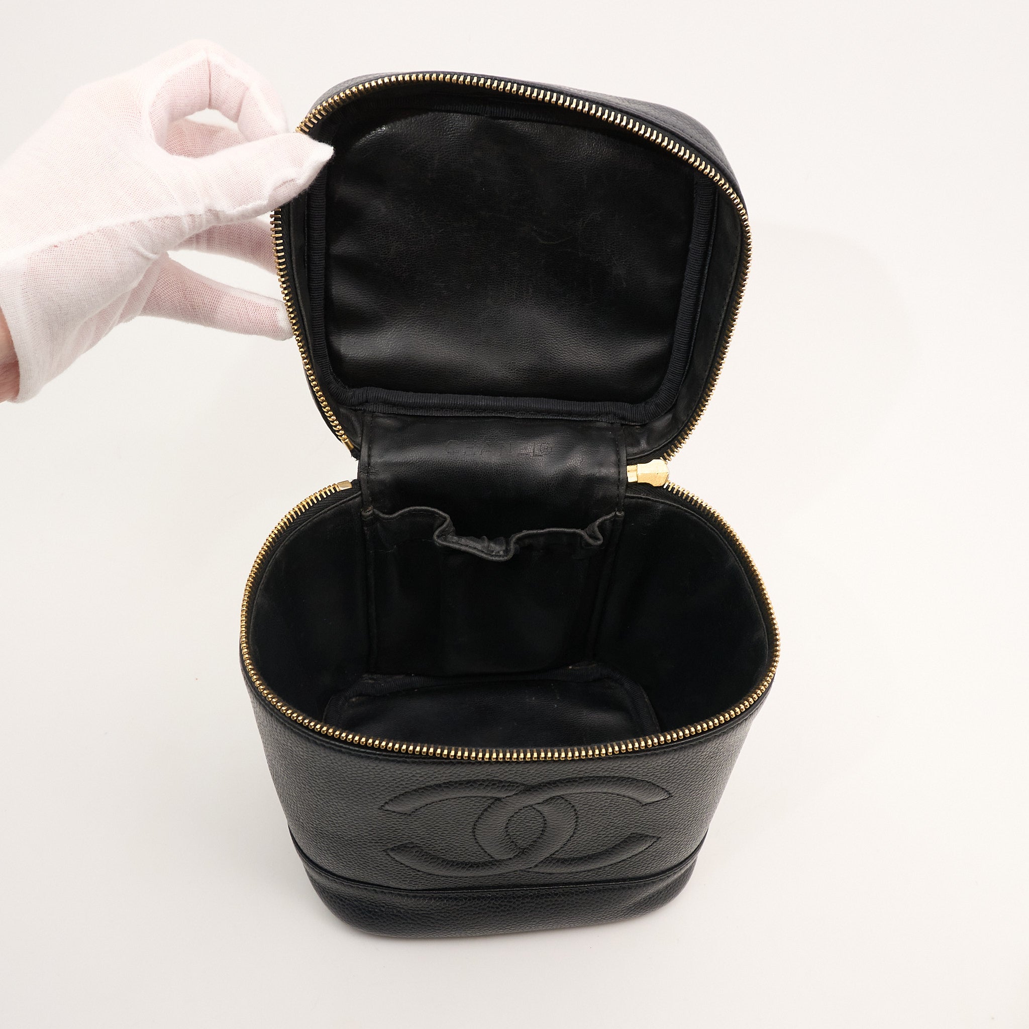 Chanel Tall Black Caviar Vanity Bag