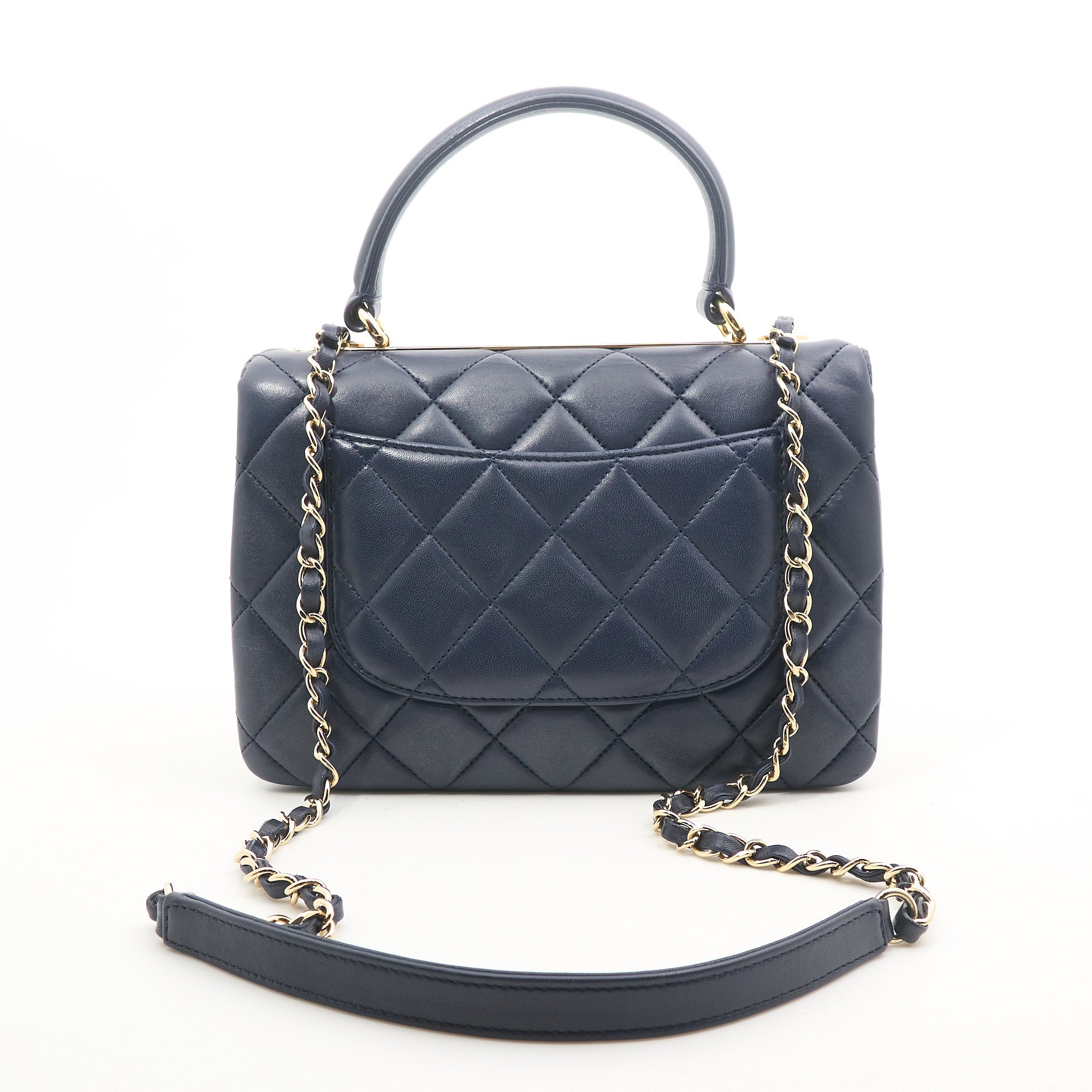 Chanel Trendy CC Navy Lambskin Top Handle LGHW