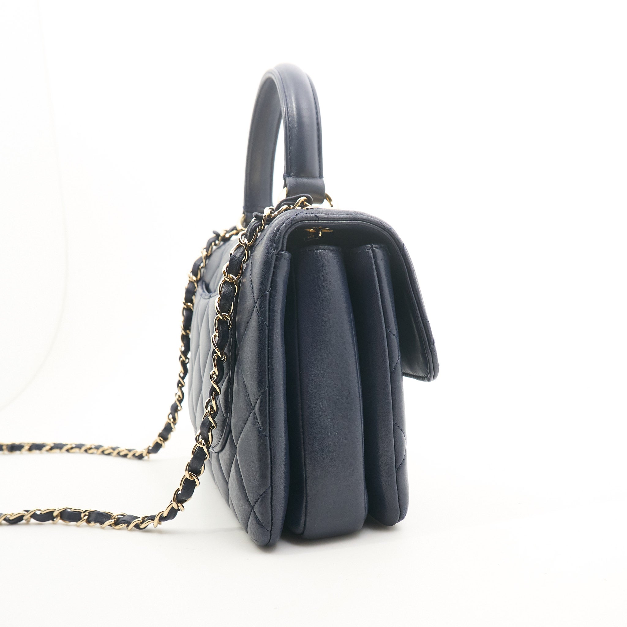 Chanel Trendy CC Navy Lambskin Top Handle LGHW