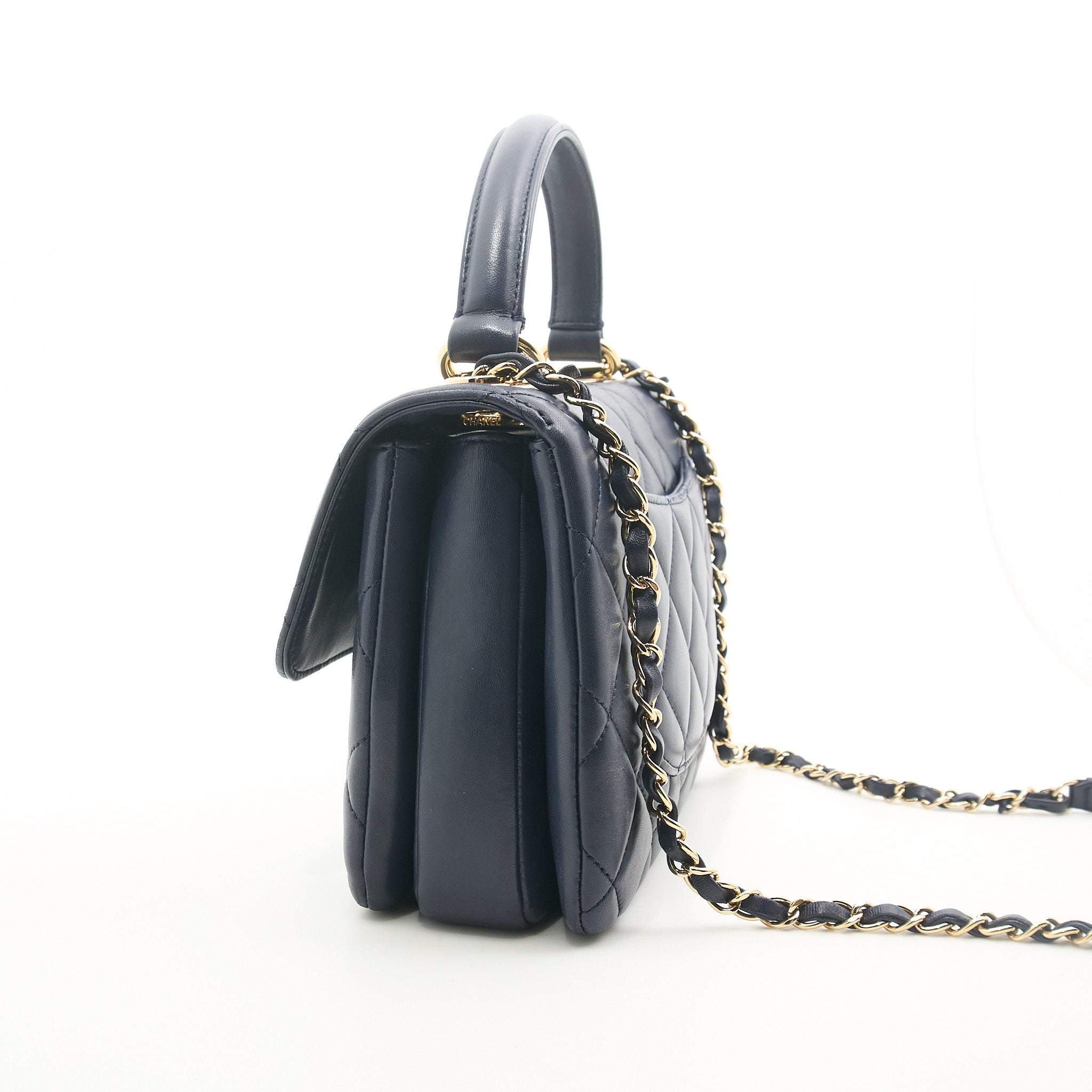 Chanel Trendy CC Navy Lambskin Top Handle LGHW