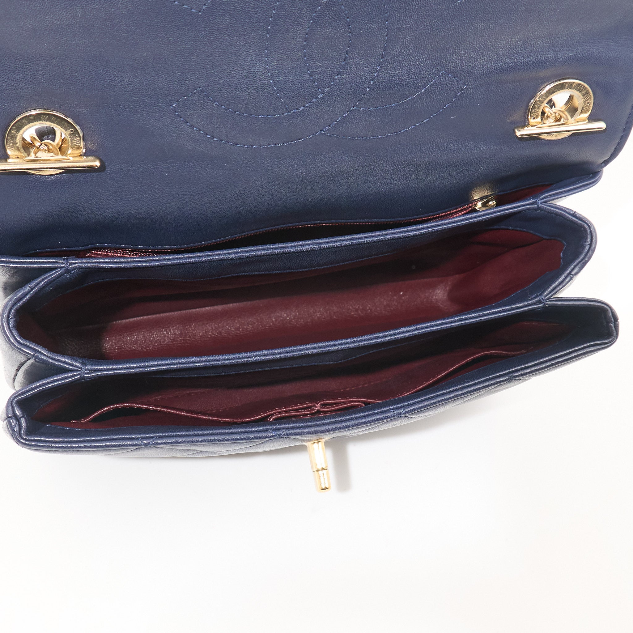 Chanel Trendy CC Navy Lambskin Top Handle LGHW