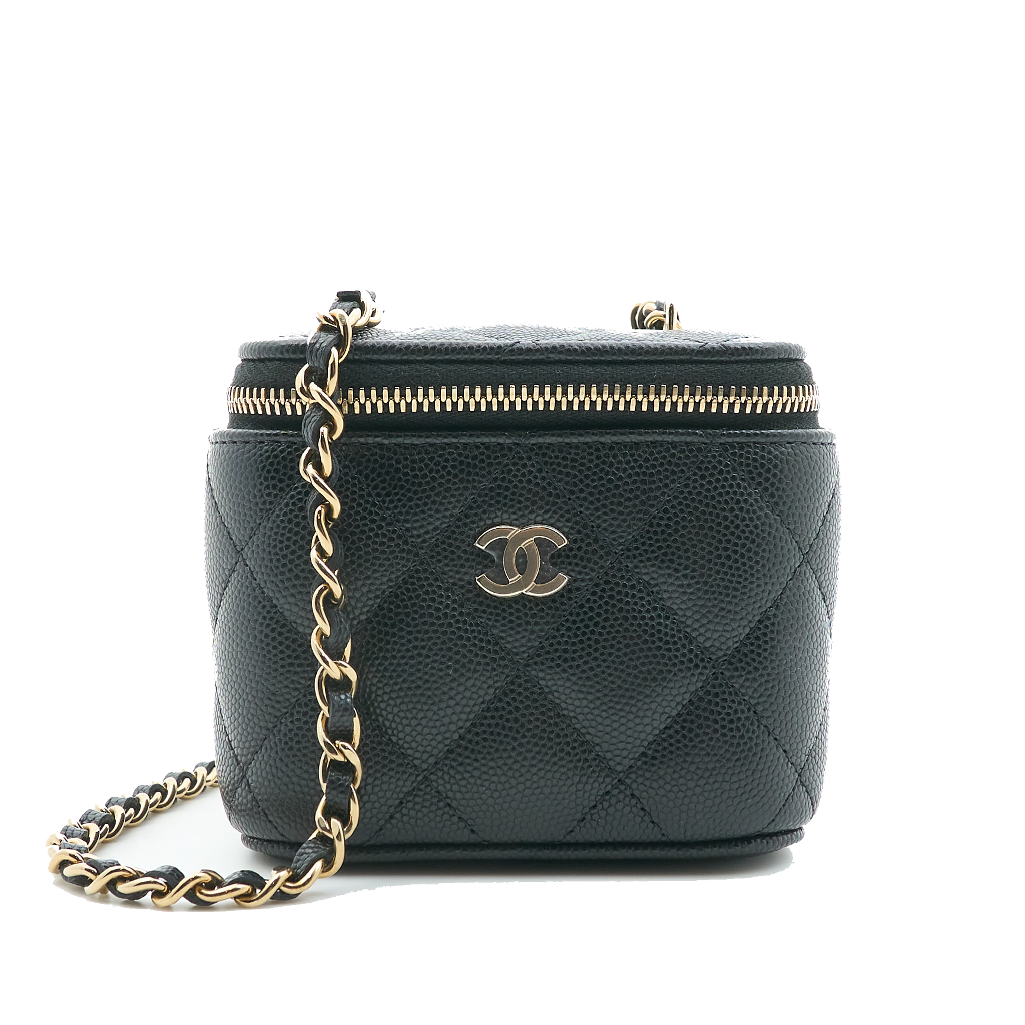 Chanel Caviar Mini Vanity With Chain Black GHW