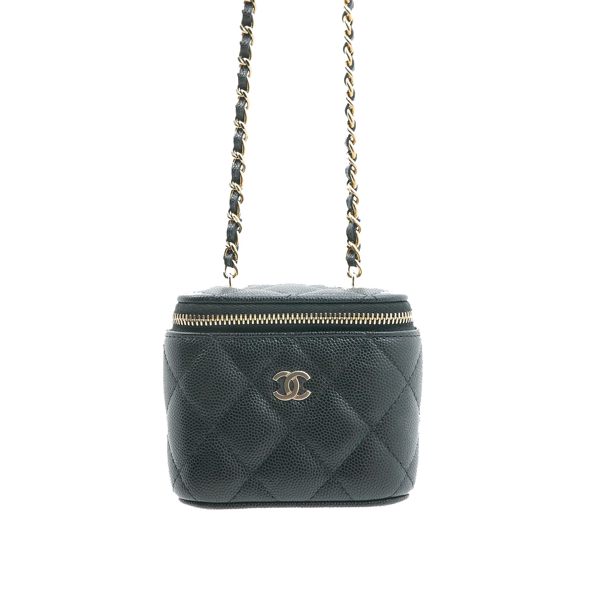 Chanel Caviar Mini Vanity With Chain Black GHW