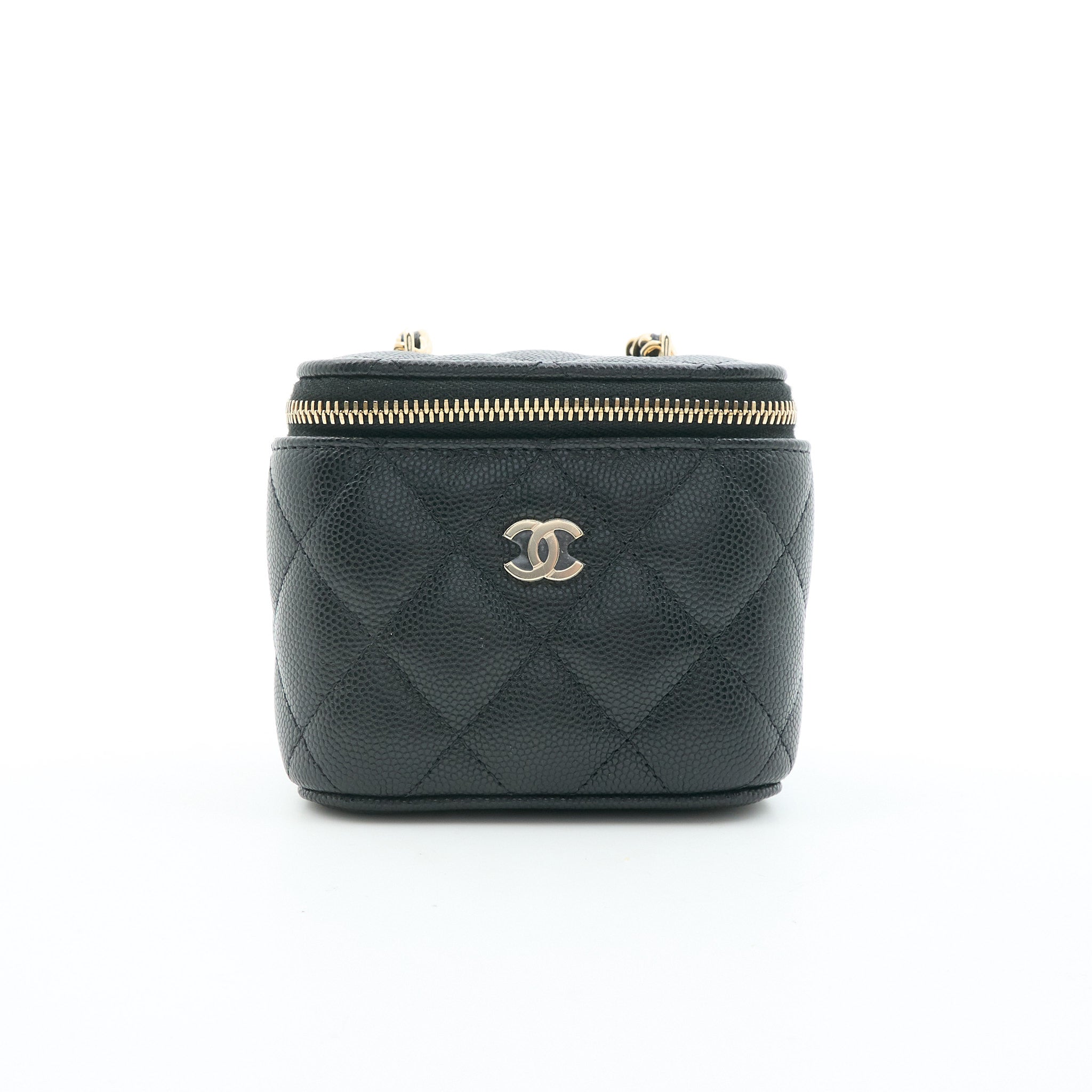 Chanel Caviar Mini Vanity With Chain Black GHW