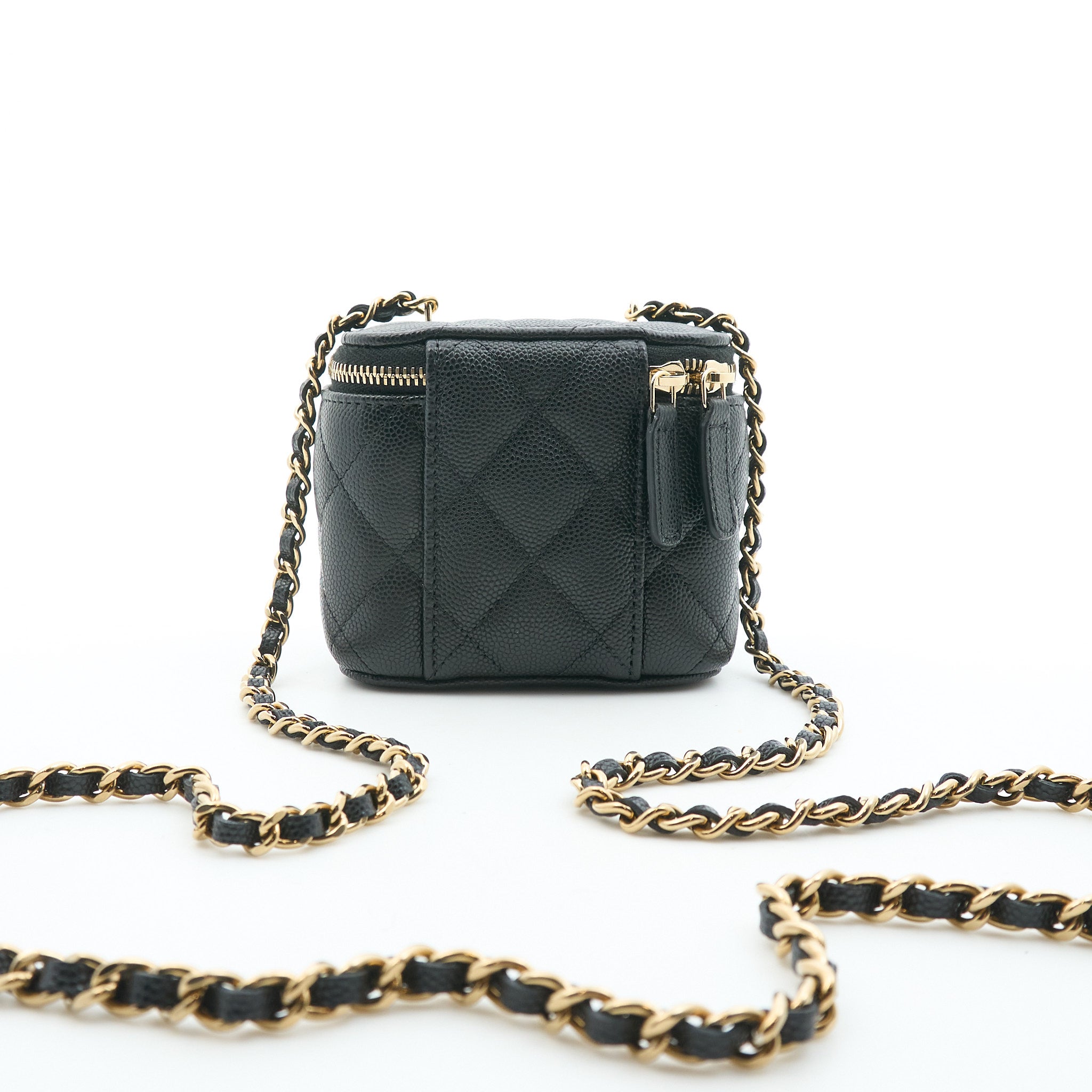 Chanel Caviar Mini Vanity With Chain Black GHW