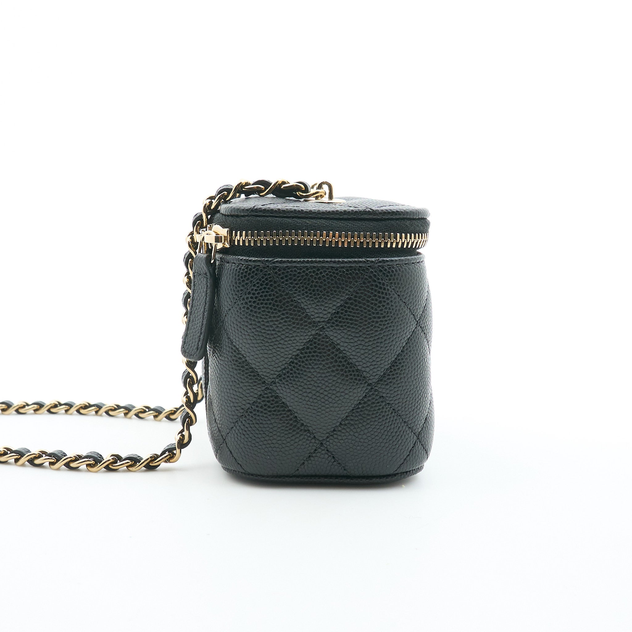 Chanel Caviar Mini Vanity With Chain Black GHW