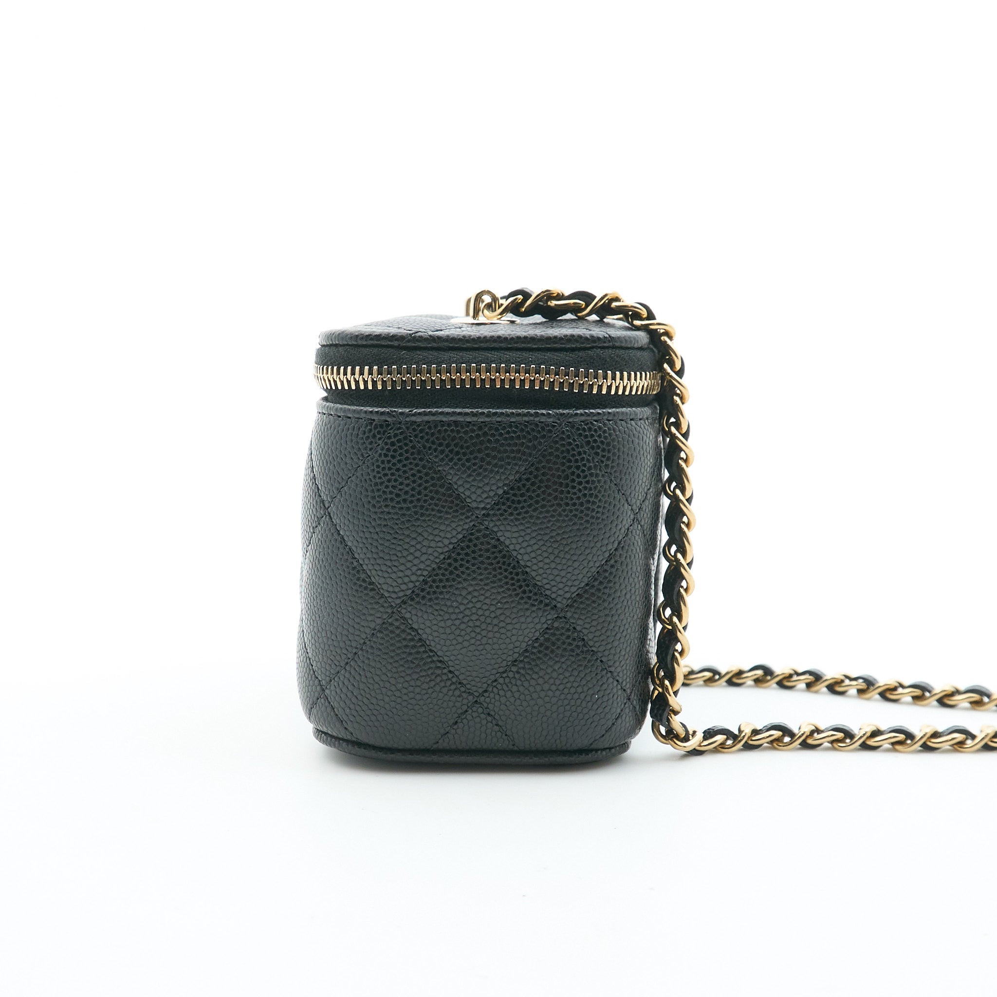 Chanel Caviar Mini Vanity With Chain Black GHW