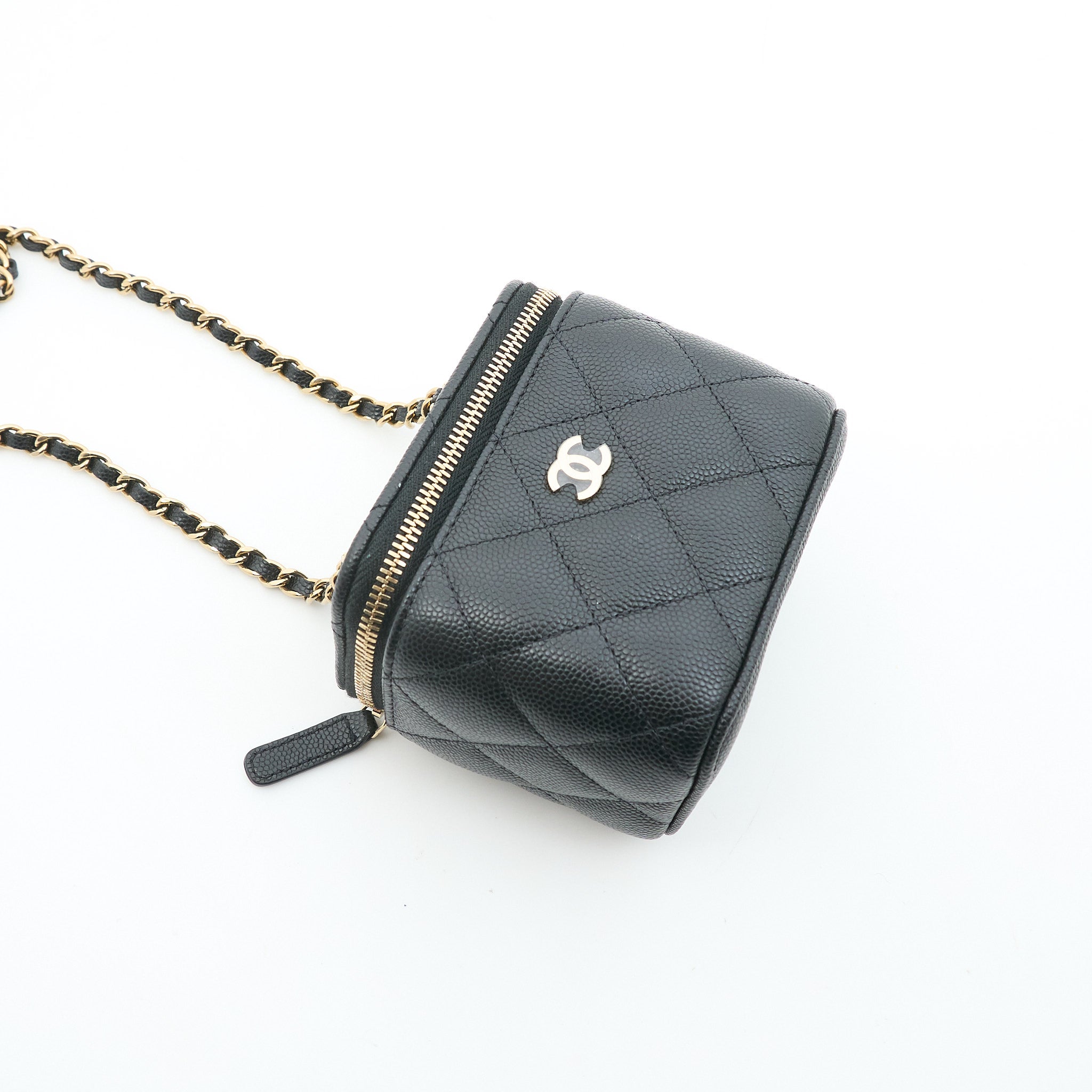 Chanel Caviar Mini Vanity With Chain Black GHW